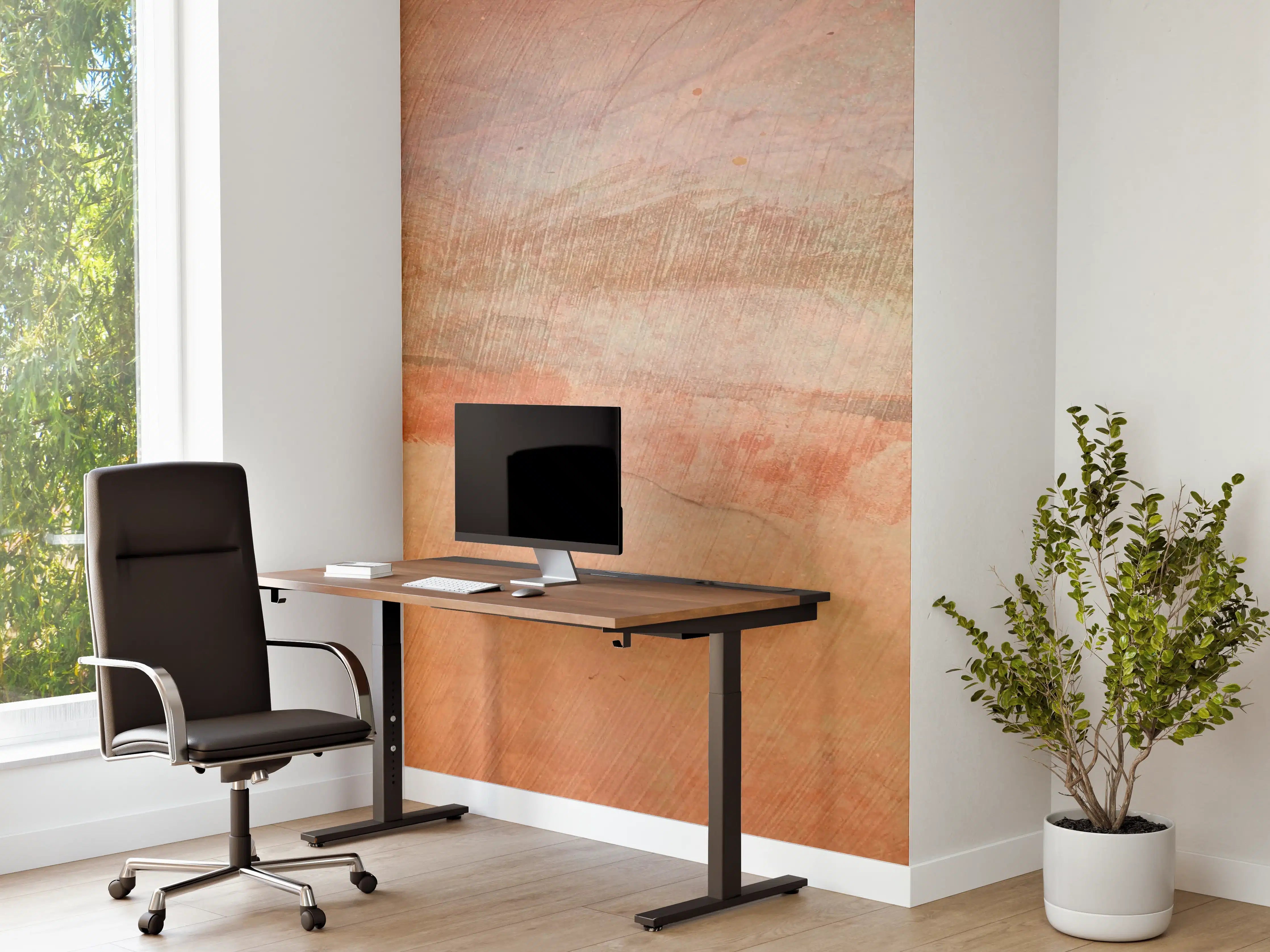 Büro Wandgestaltung - Warme Terrakotta-Wand mit Naturtextur