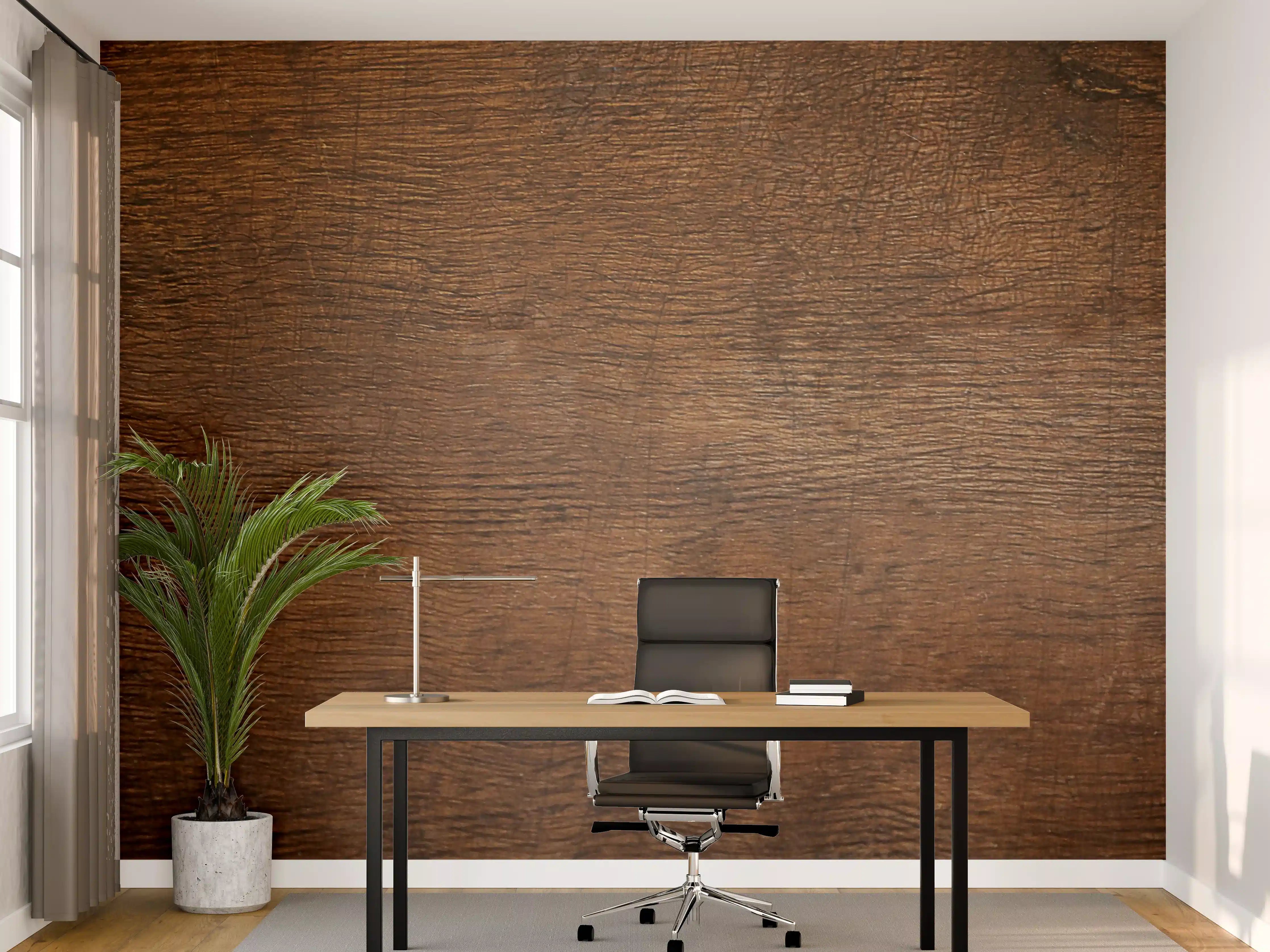 Büro Wandgestaltung - Warmes Holzmotiv mit natürlicher Maserung