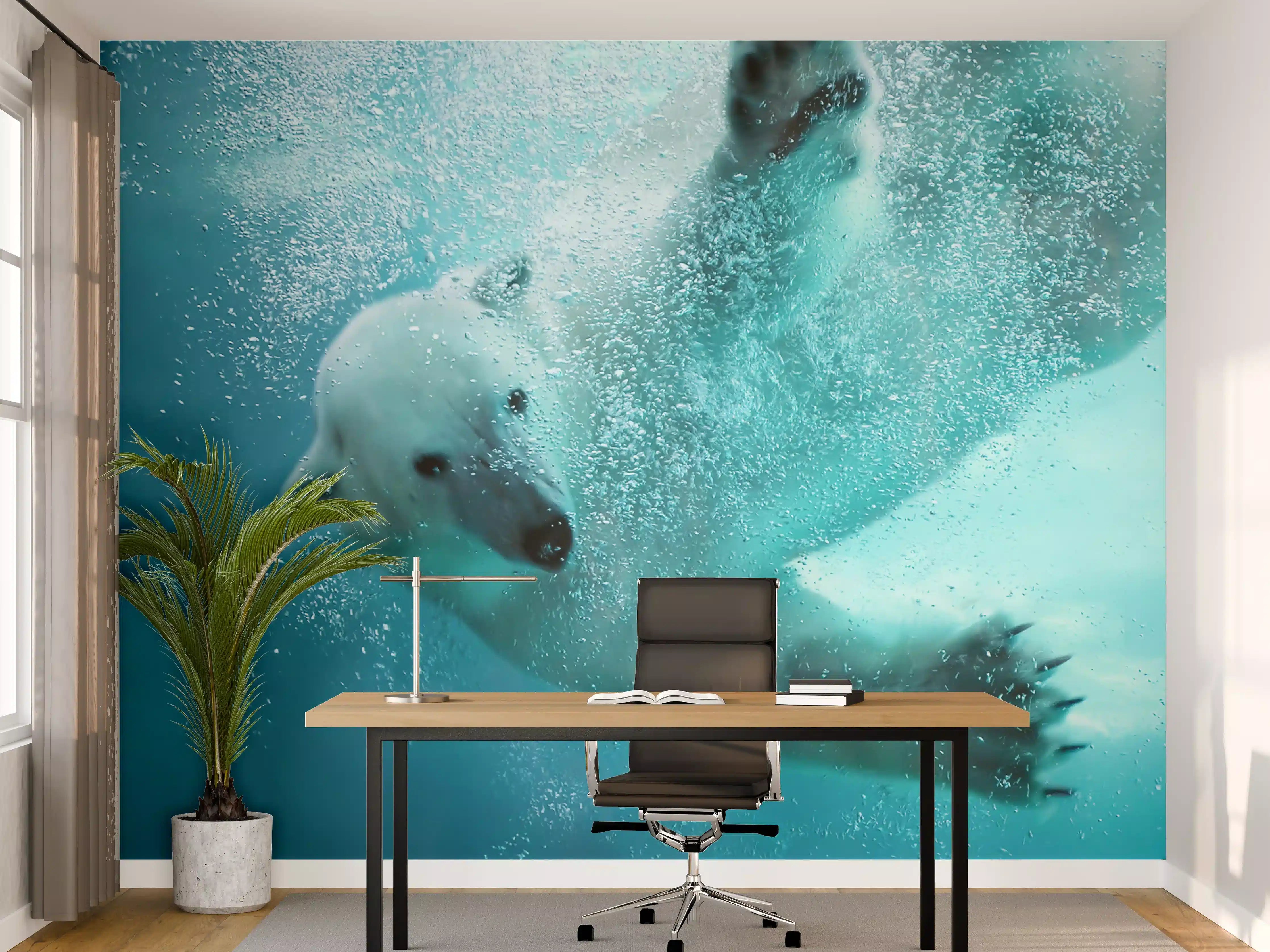 Büro Wandgestaltung - Wasserabenteuer mit Polarhund