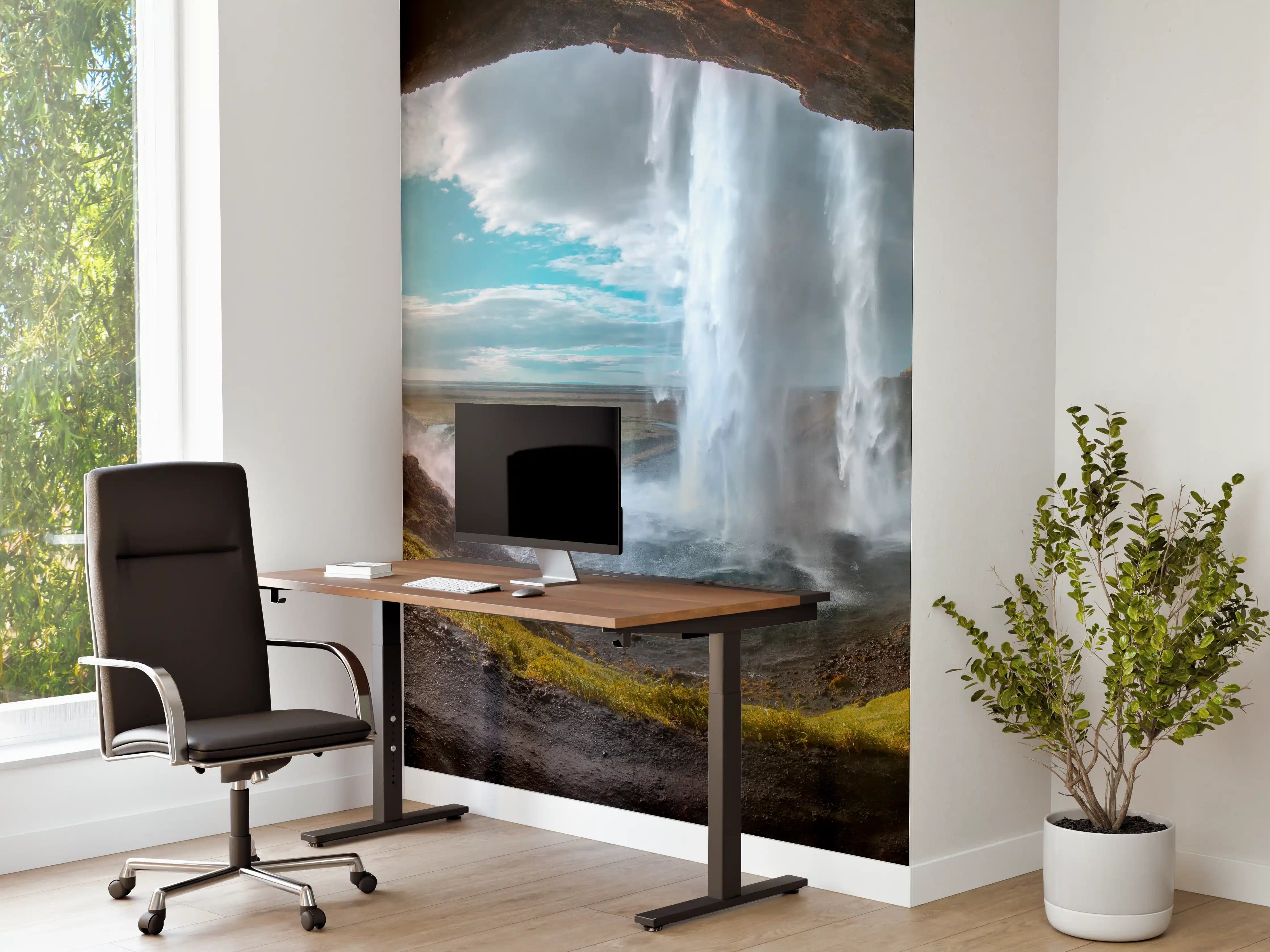 Büro Wandgestaltung - Wasserfall durch Bergtunnel