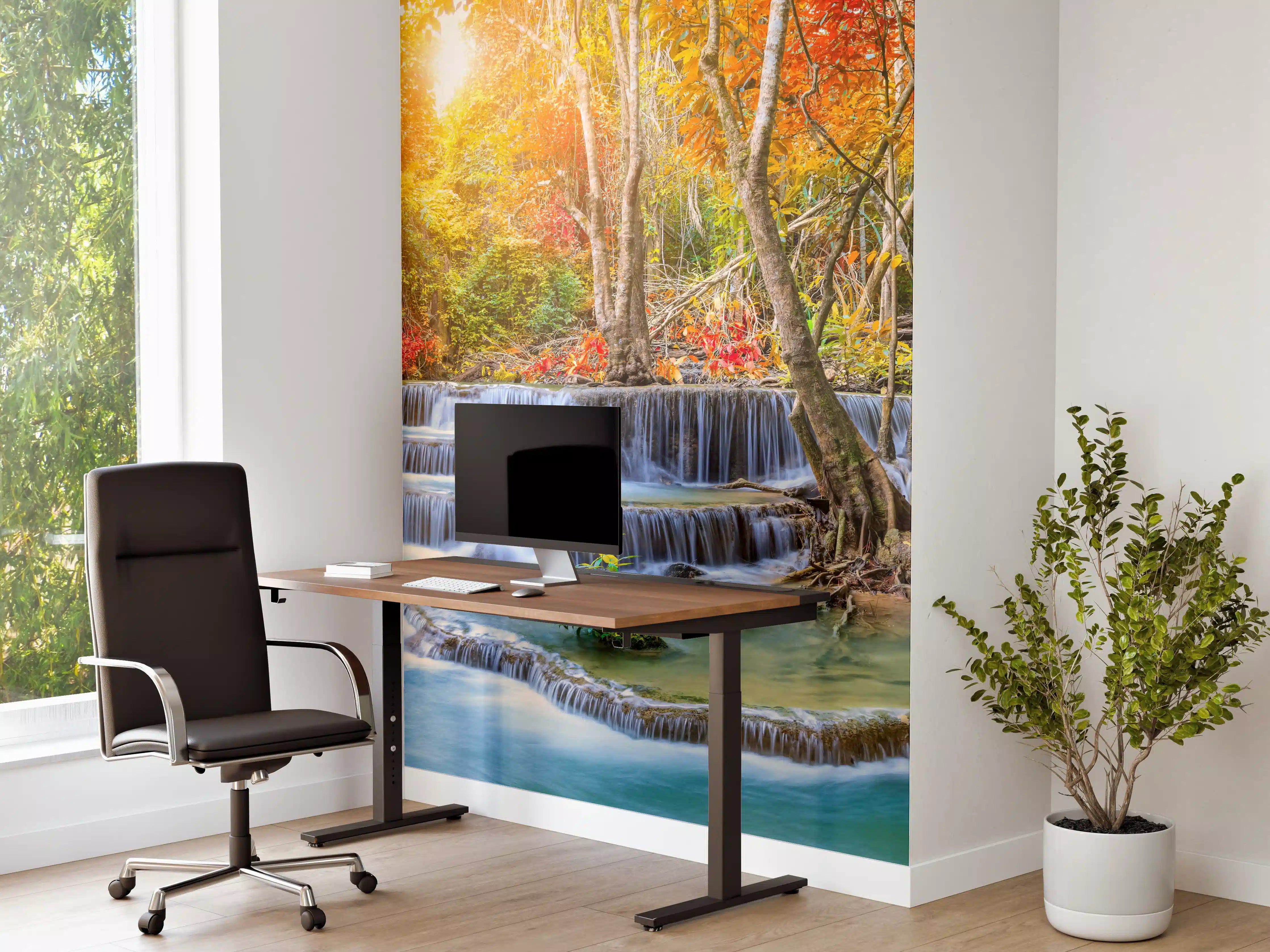 Büro Wandgestaltung - Wasserfall im Wald Thailand Nationalparks