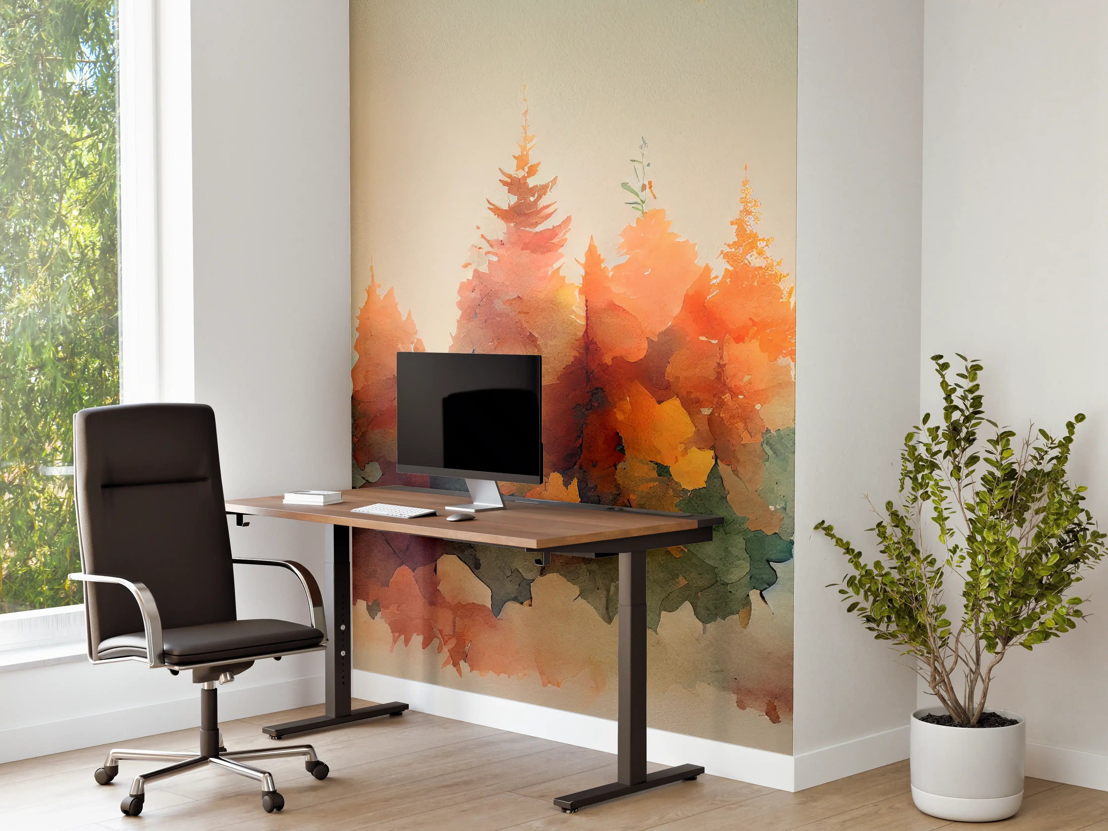 Büro Wandgestaltung - Wasserfarben-Malerei von Herbstbäumen