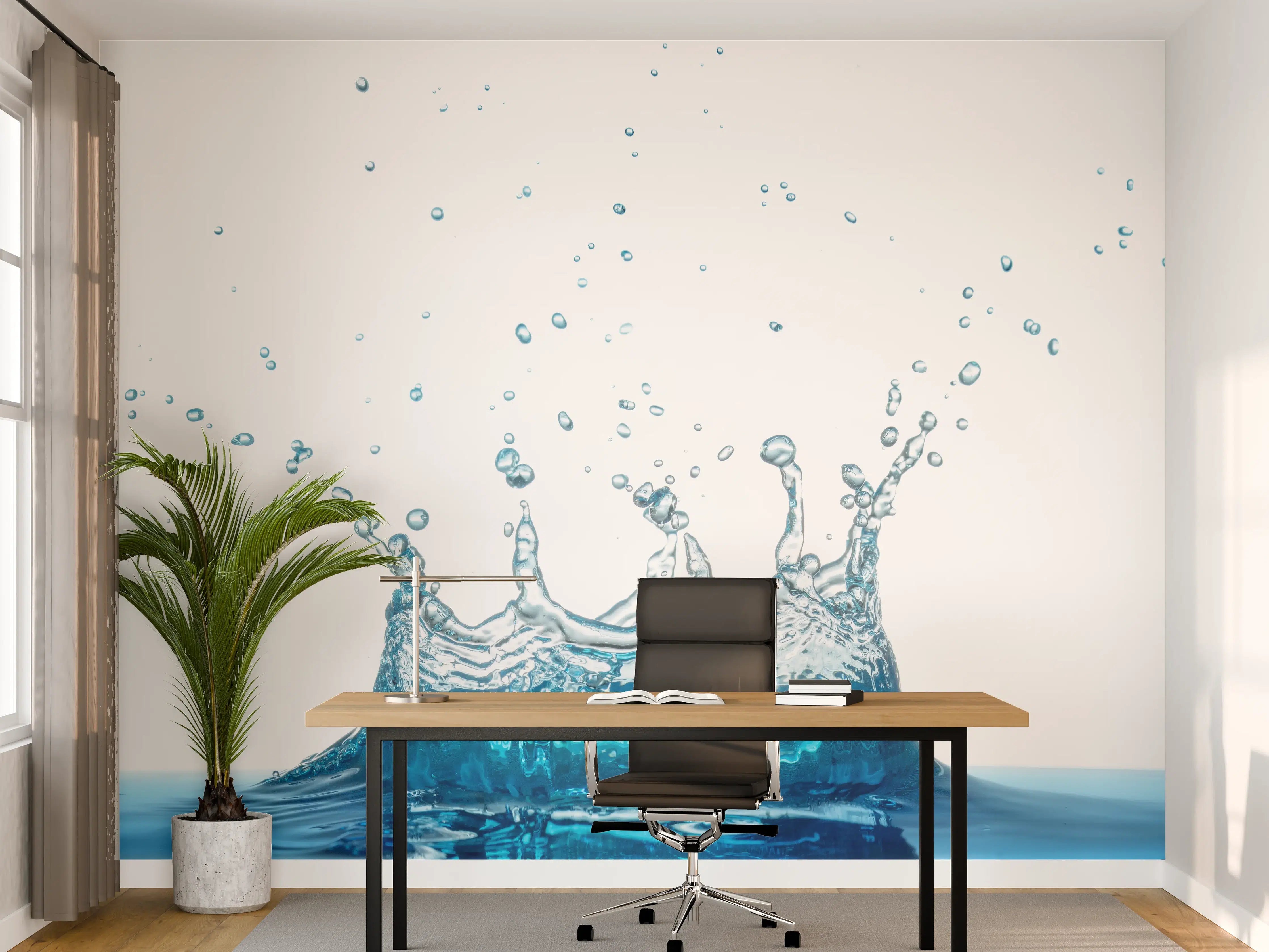 Büro Wandgestaltung - Wassersplash in Blau und Weiß
