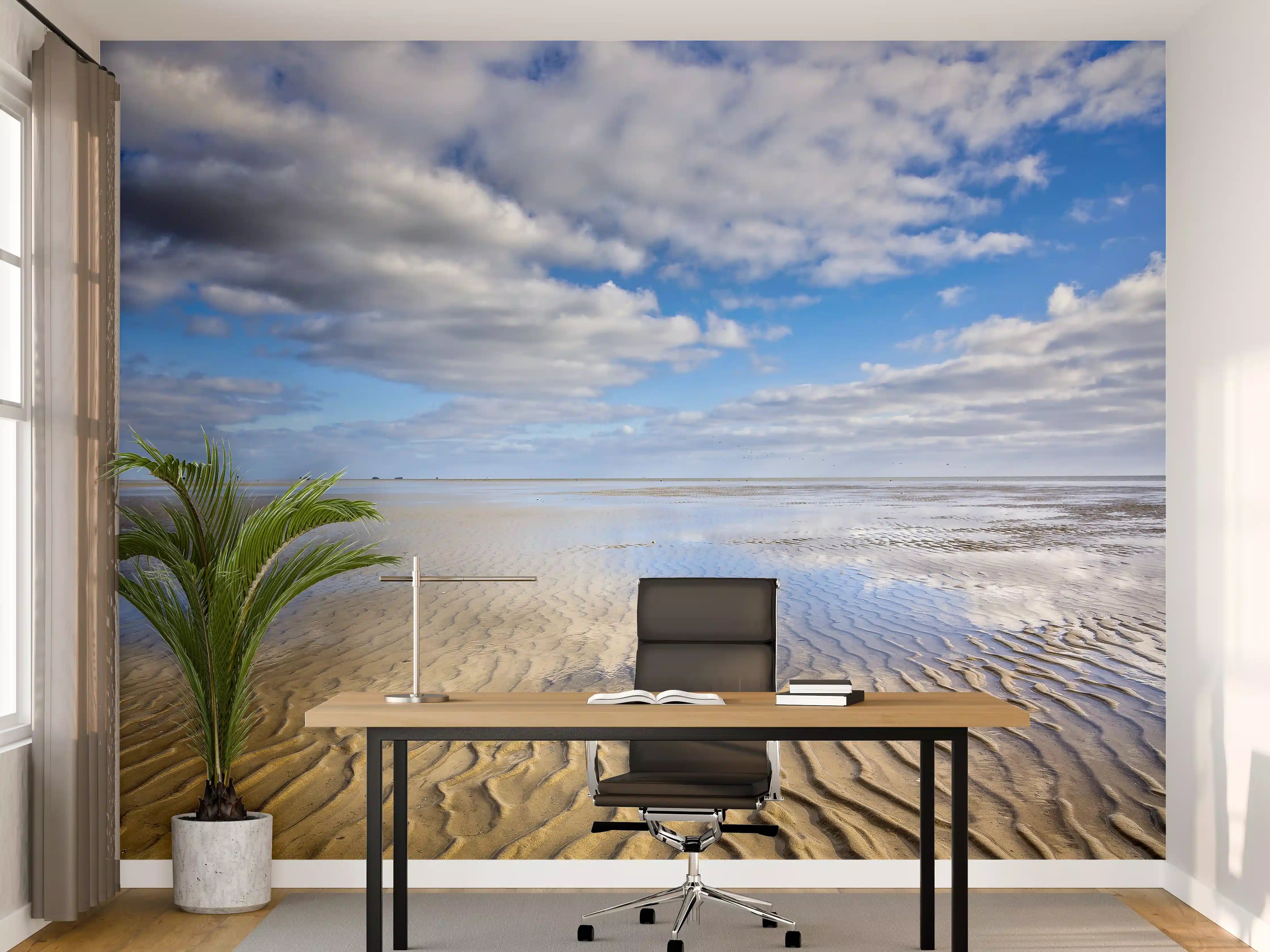 Büro Wandgestaltung - Wattenmeer der Nordsee bei Ebbe