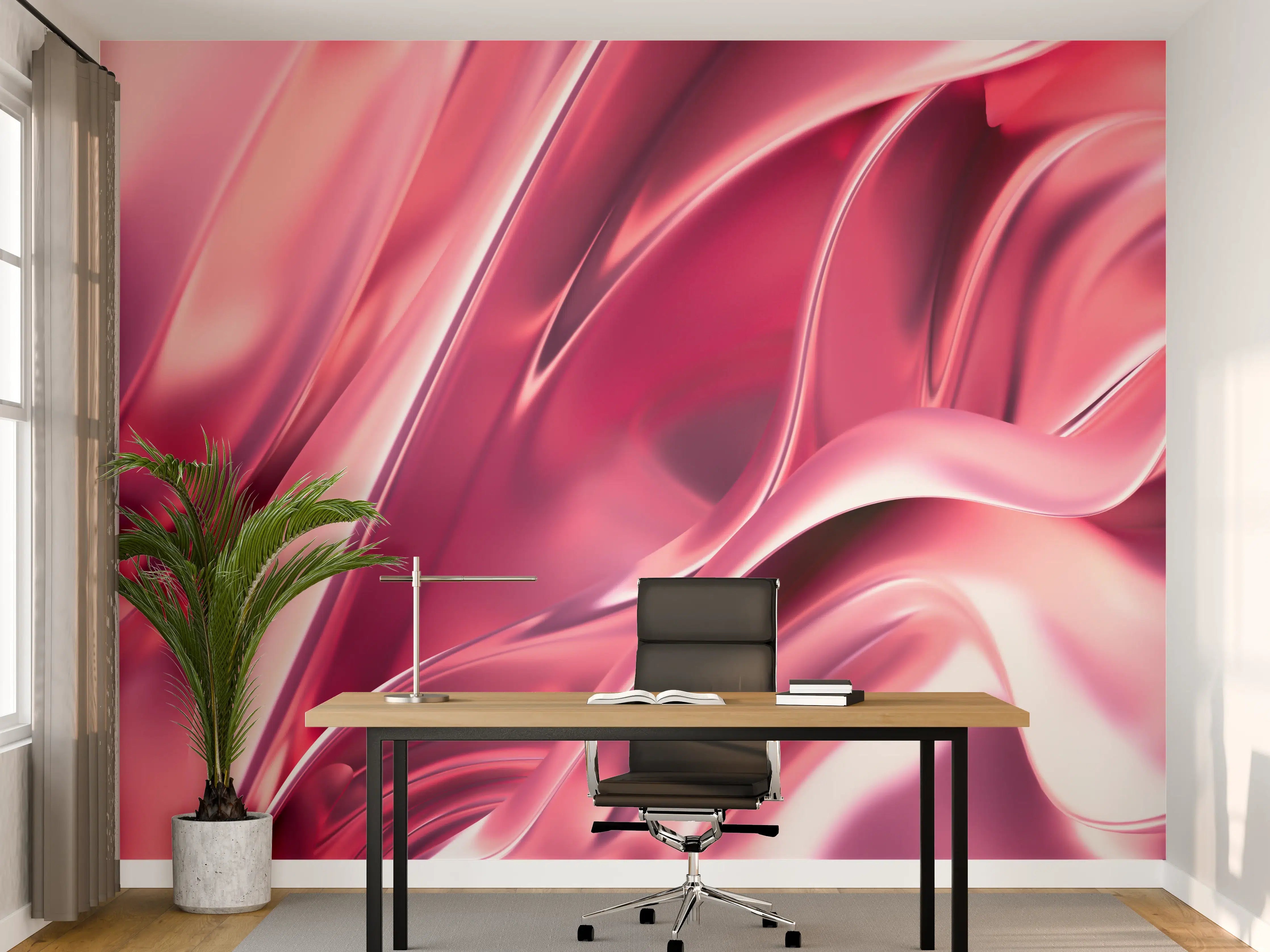 Büro Wandgestaltung - Weiches Pink mit Metallic-Glanz
