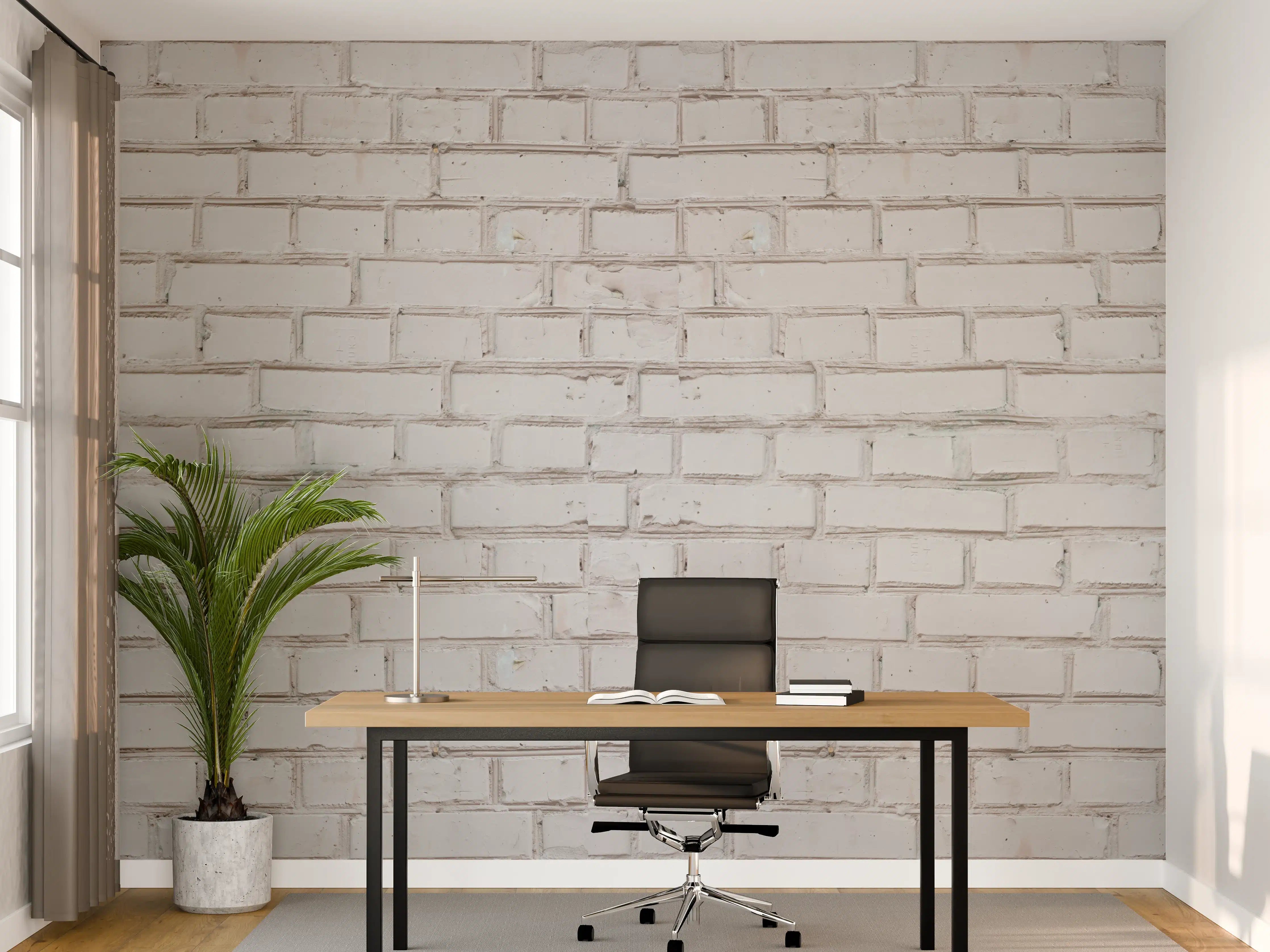 Büro Wandgestaltung - Weiß-Beige Ziegelsteinmauer