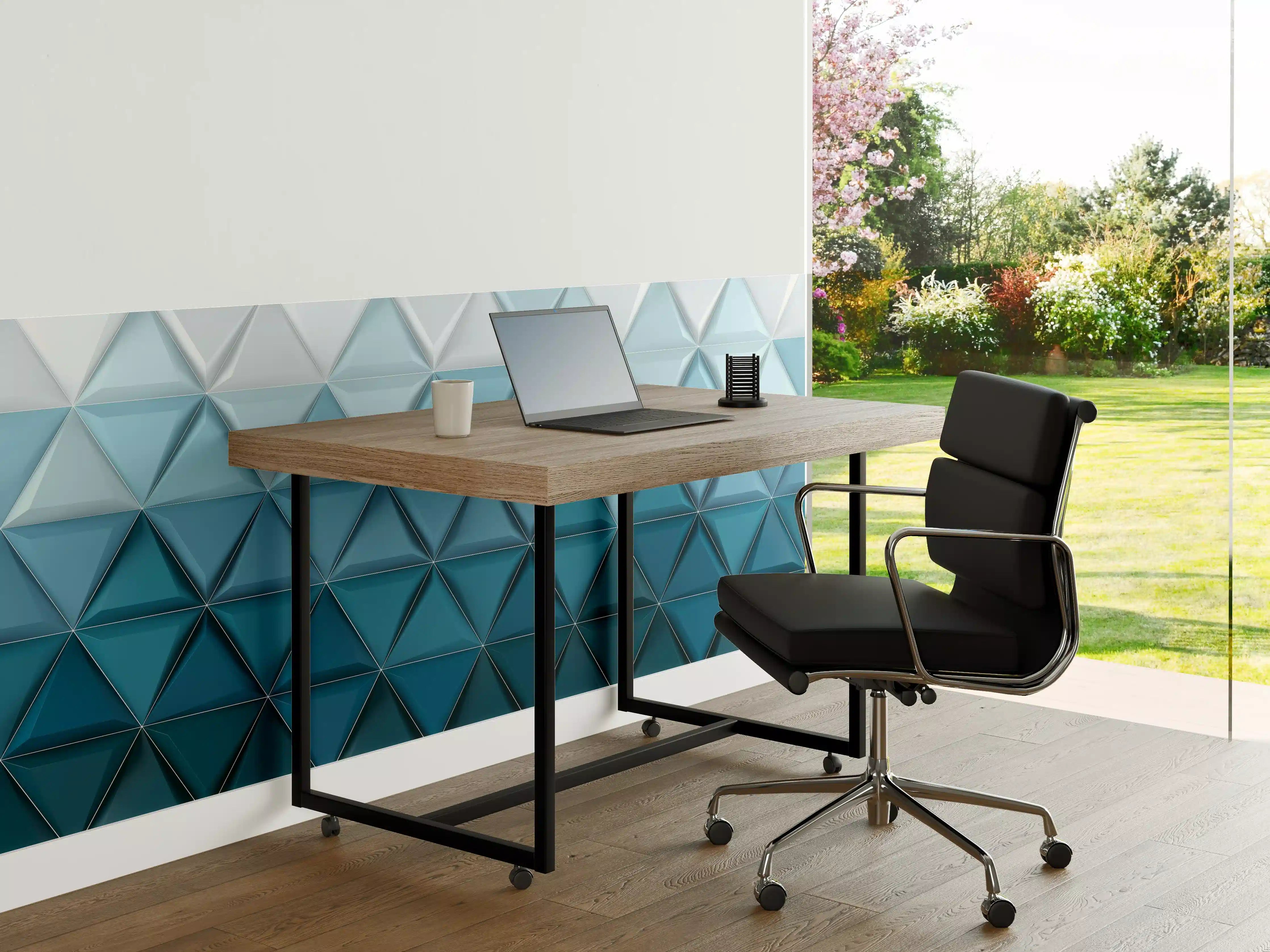 Büro Wandgestaltung - Weiß-Blaue Geometrische Textur