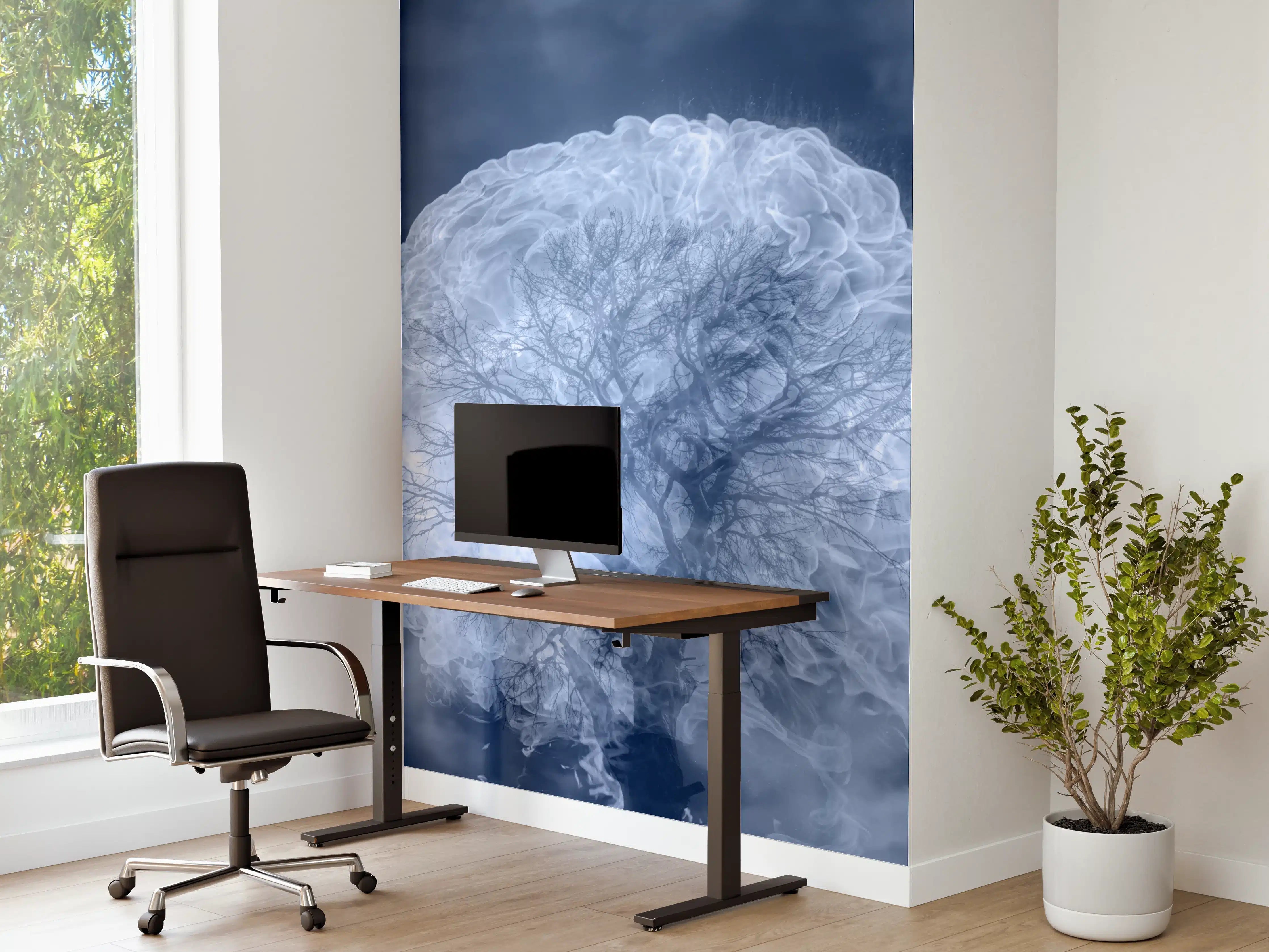 Büro Wandgestaltung - Weiß-Blauer Feuerbaum Himmel
