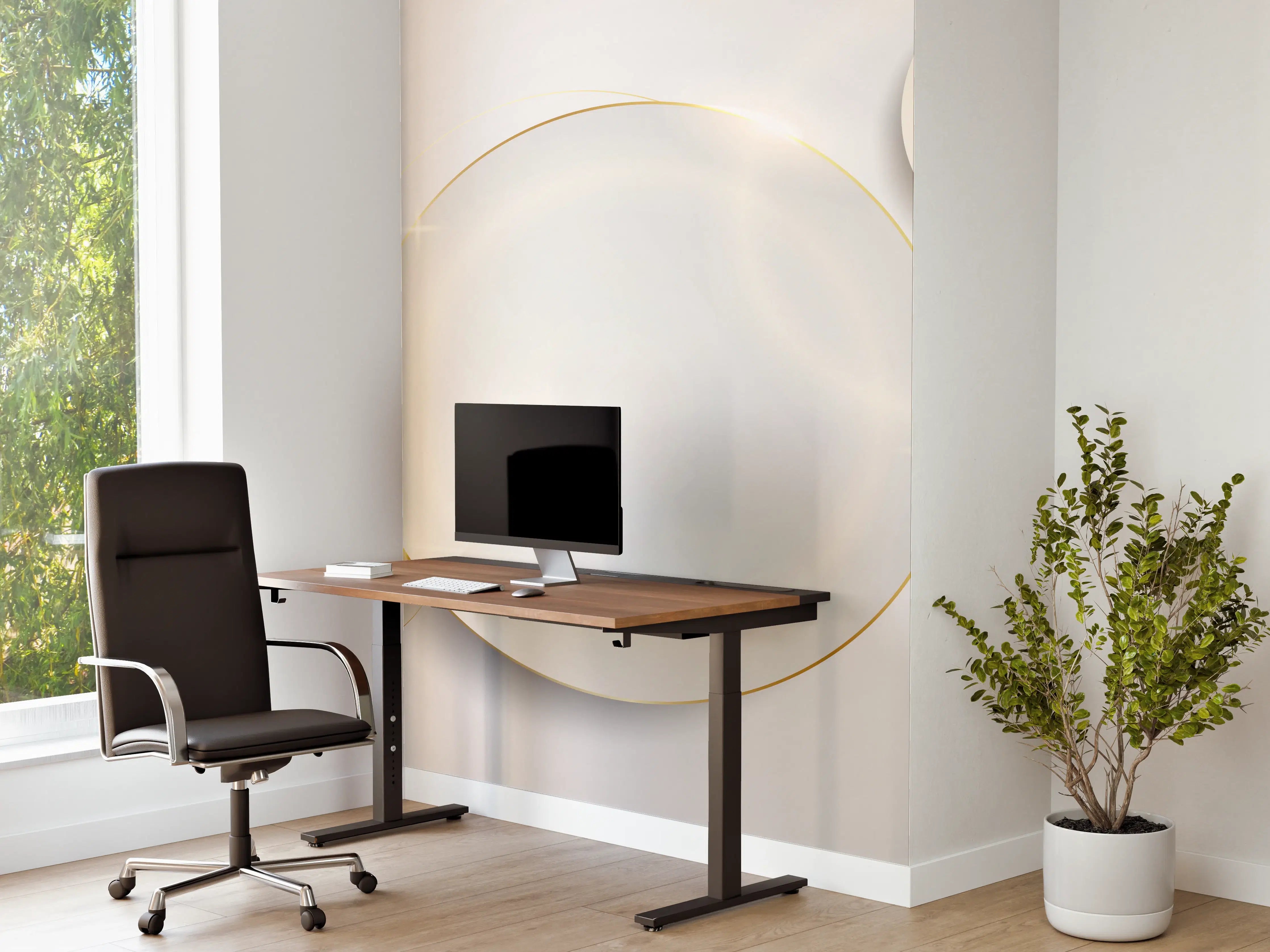 Büro Wandgestaltung - Weiß-Goldene Abstrakte Formen