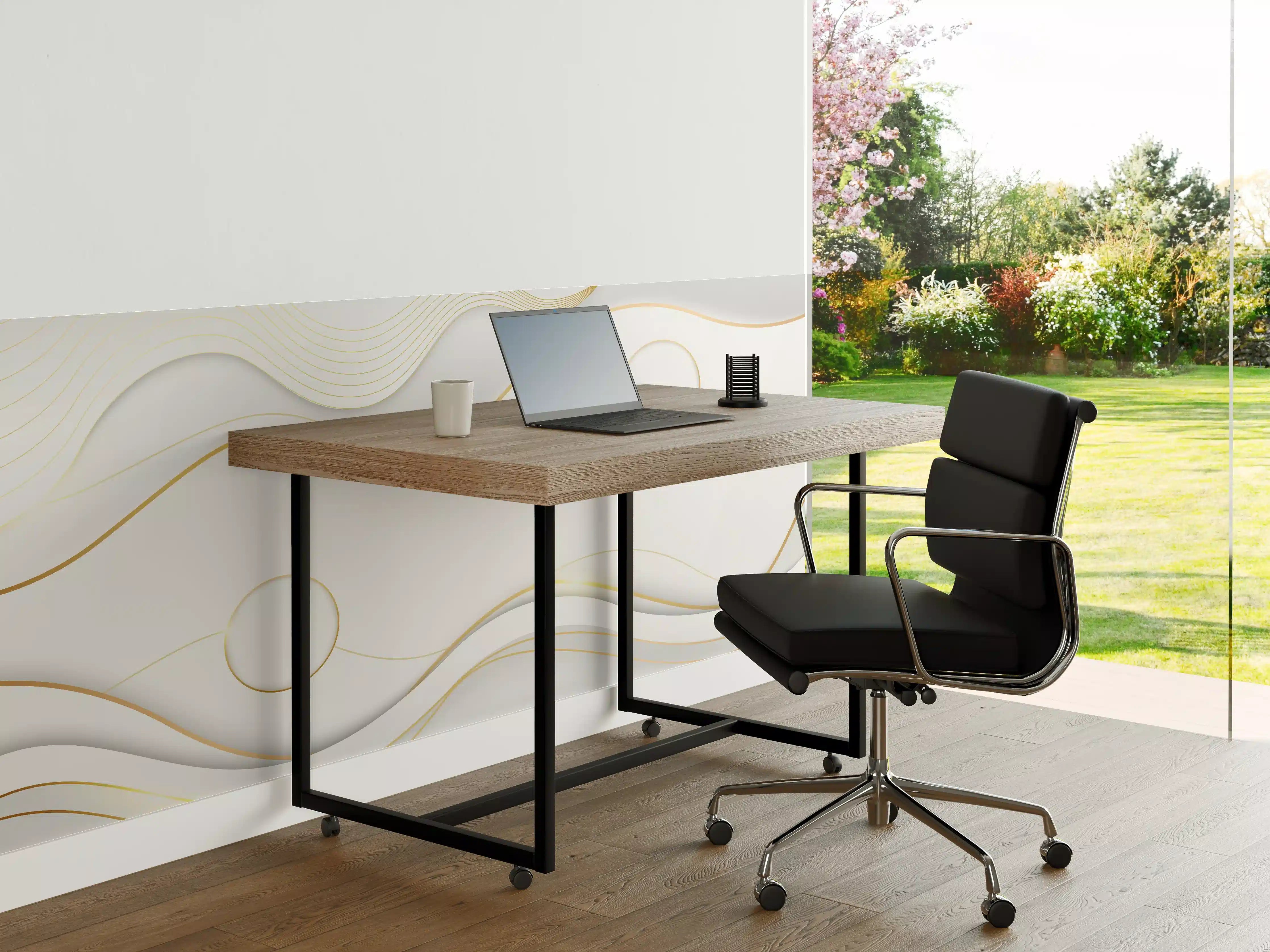 Büro Wandgestaltung - Weiß-Goldene Wellen Grafik