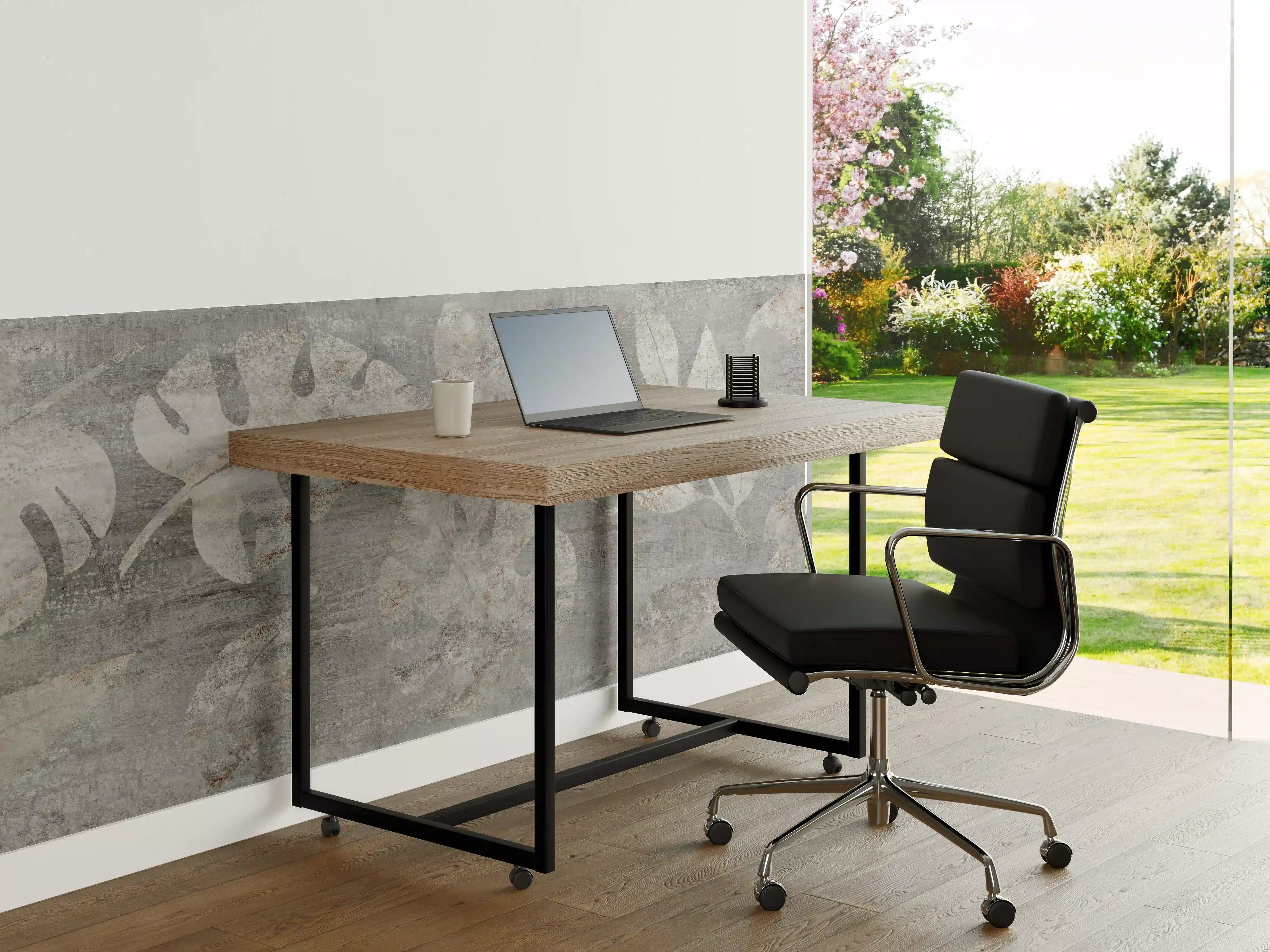 Büro Wandgestaltung - Weiß-Grau Blattmuster Struktur