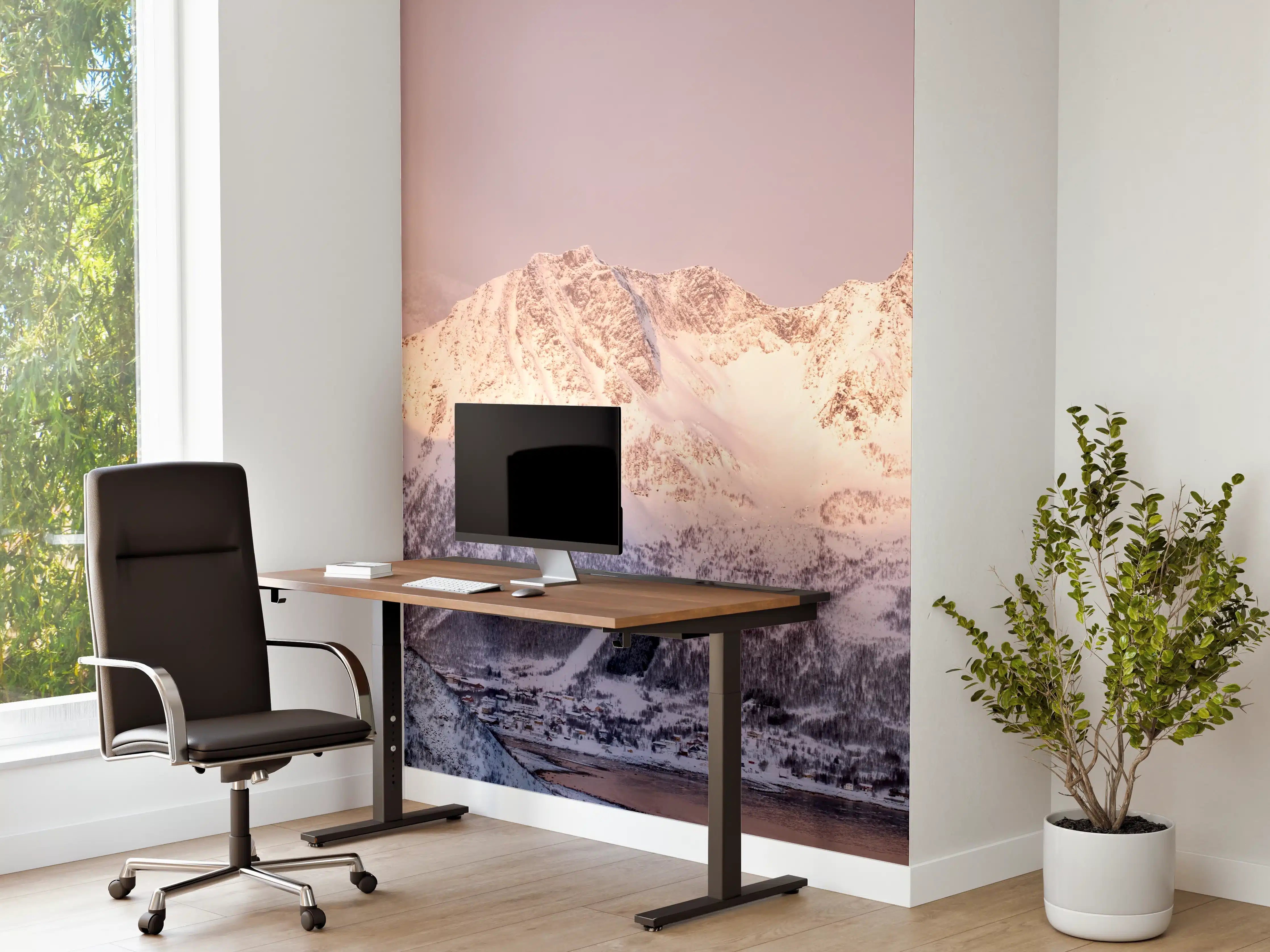 Büro Wandgestaltung - Weiß-Grau-Blau Bergpanorama Norwegen