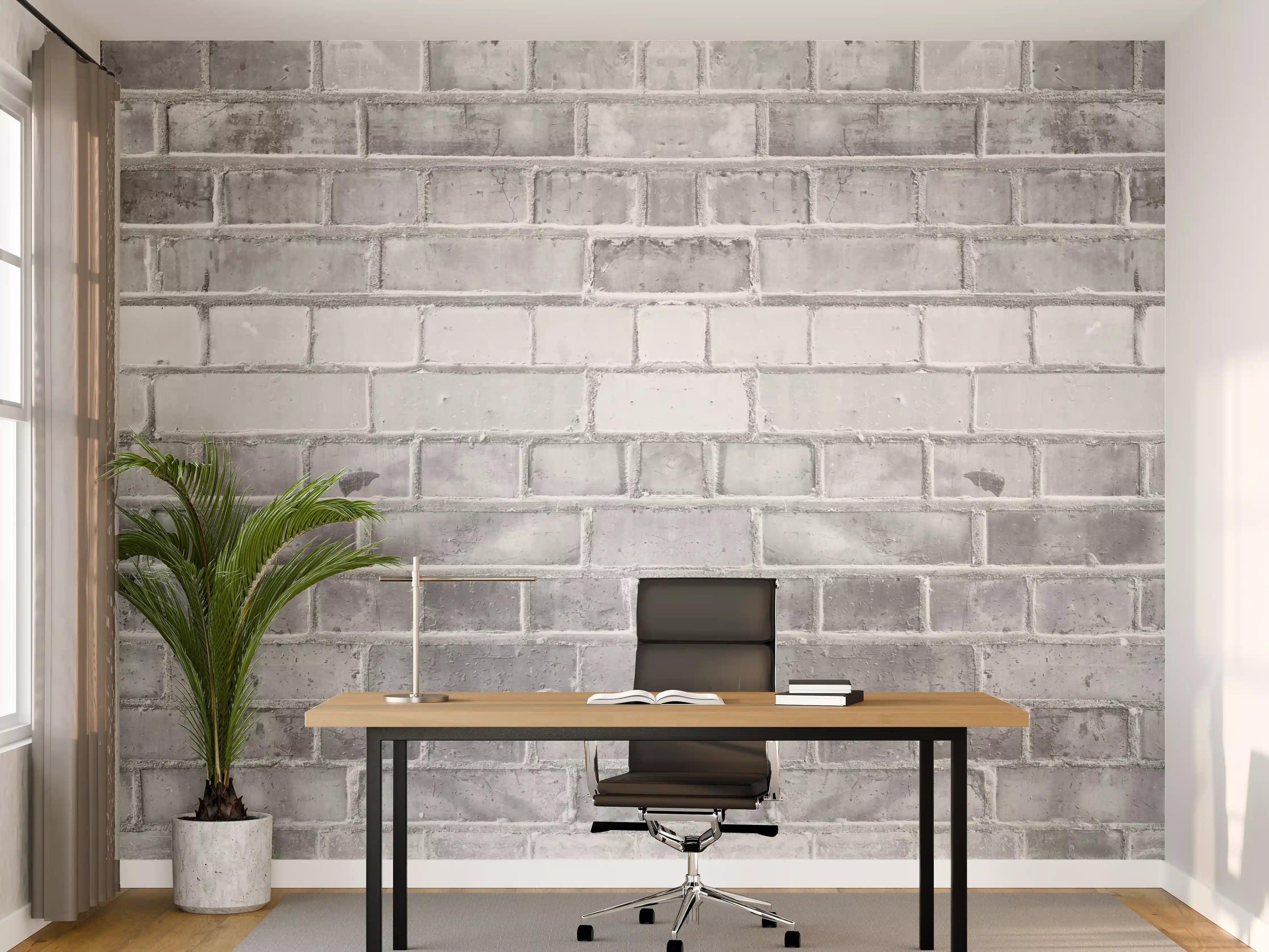 Büro Wandgestaltung - Weiß-Graue Backstein Wandtextur