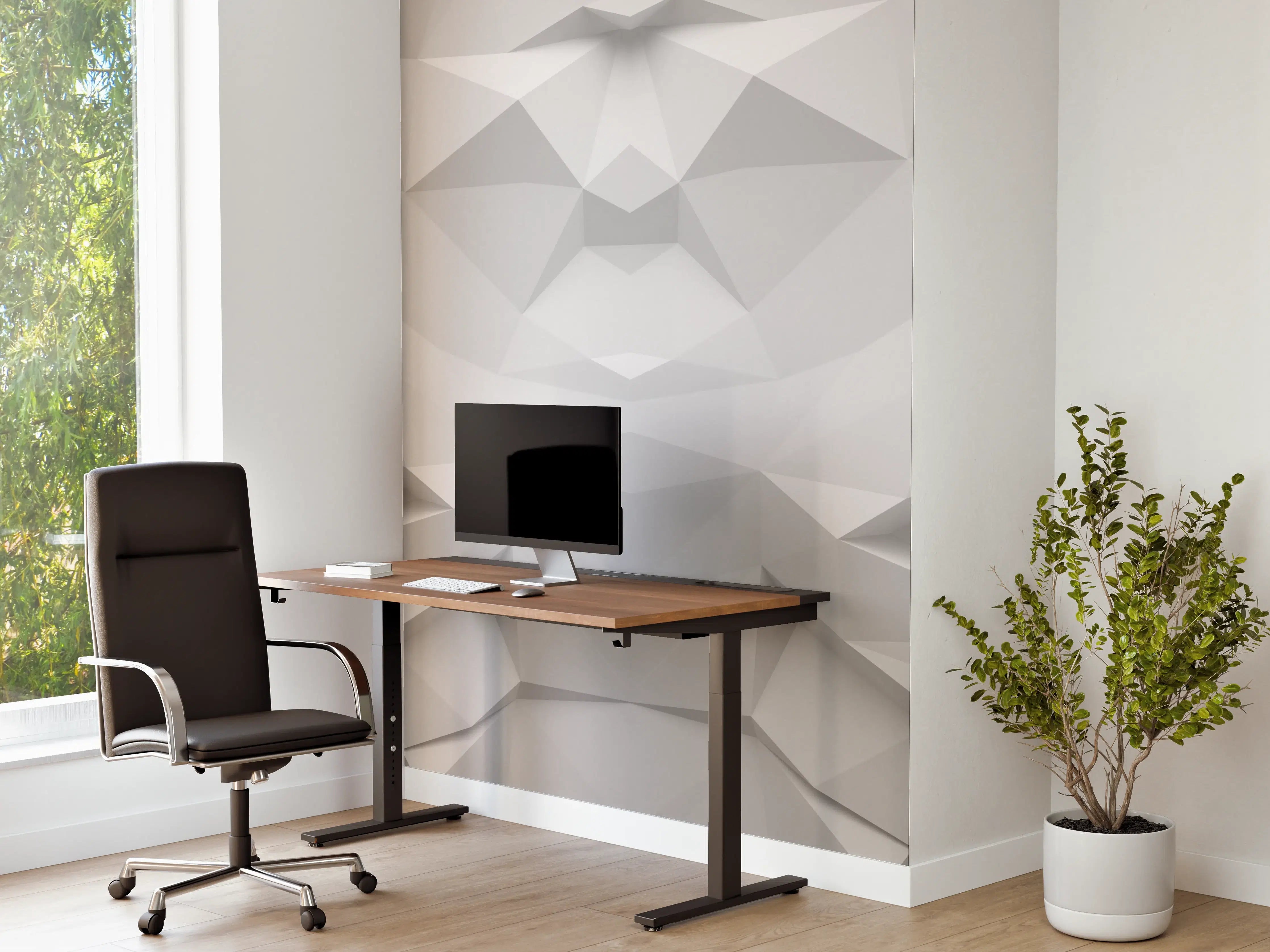 Büro Wandgestaltung - Weiß-Graue Geometrie-Textur