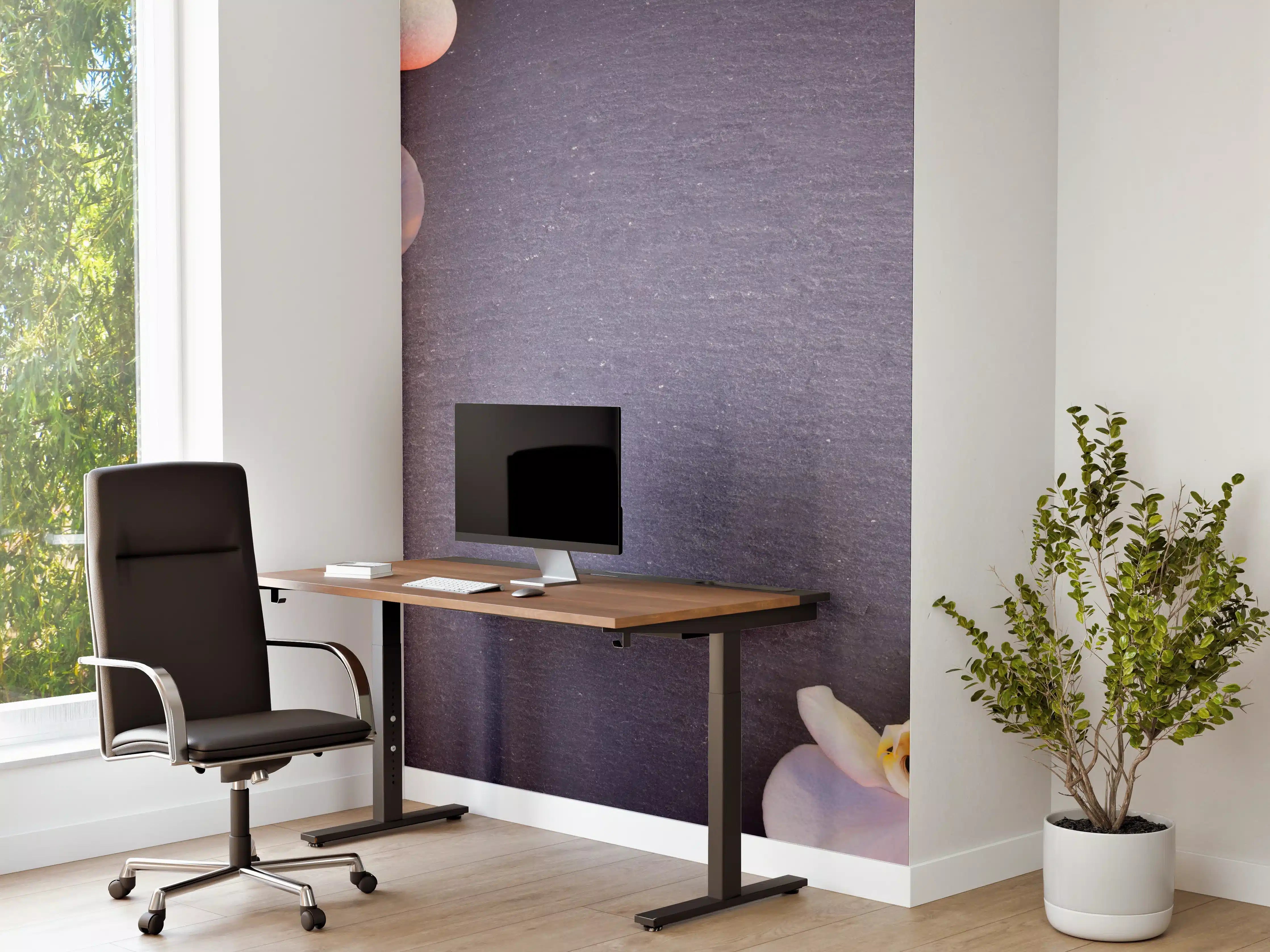 Büro Wandgestaltung - Weiß-Rosa Orchideen auf Schiefer