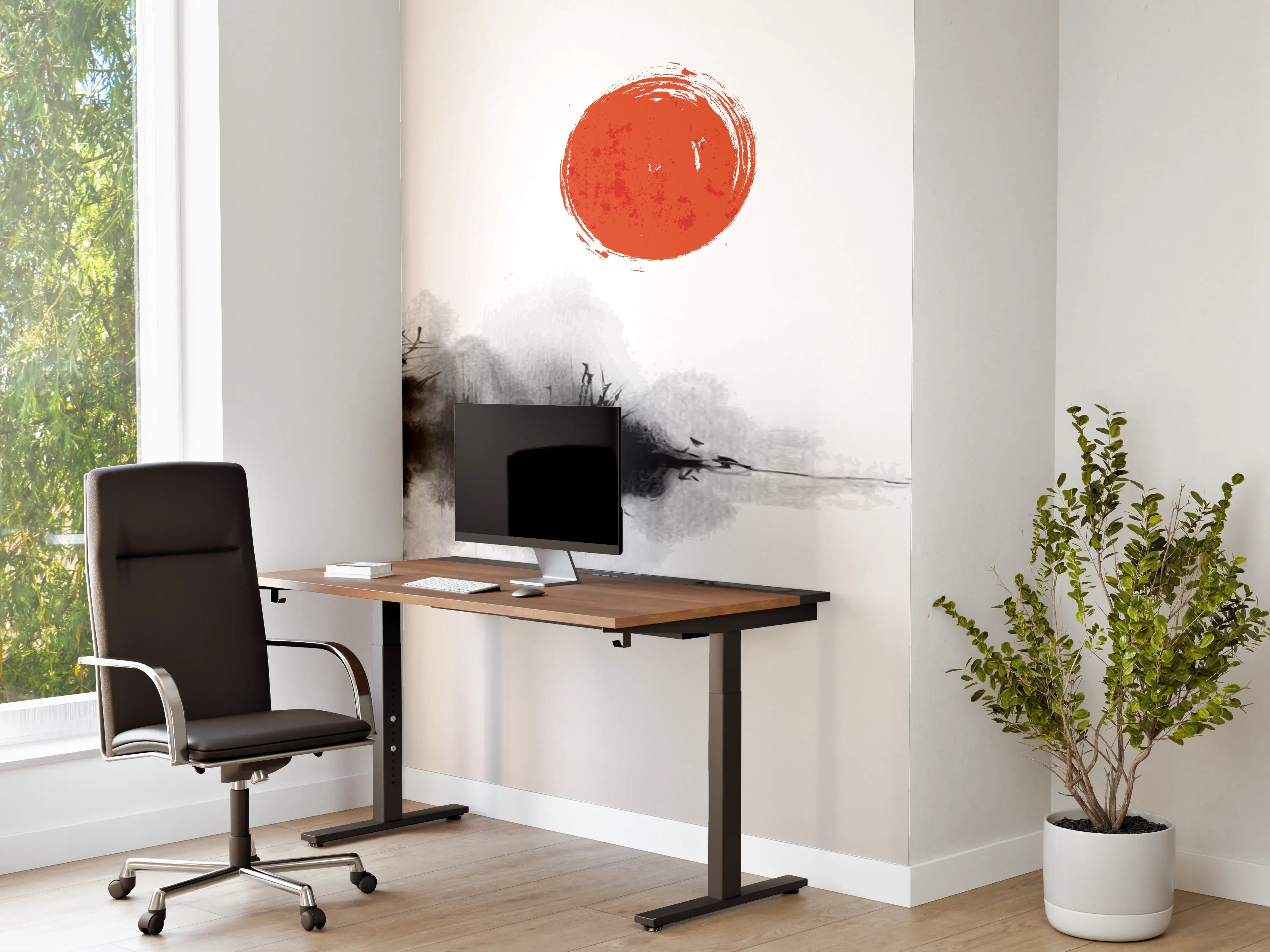 Büro Wandgestaltung - Weiß-Schwarze Kranich Malerei