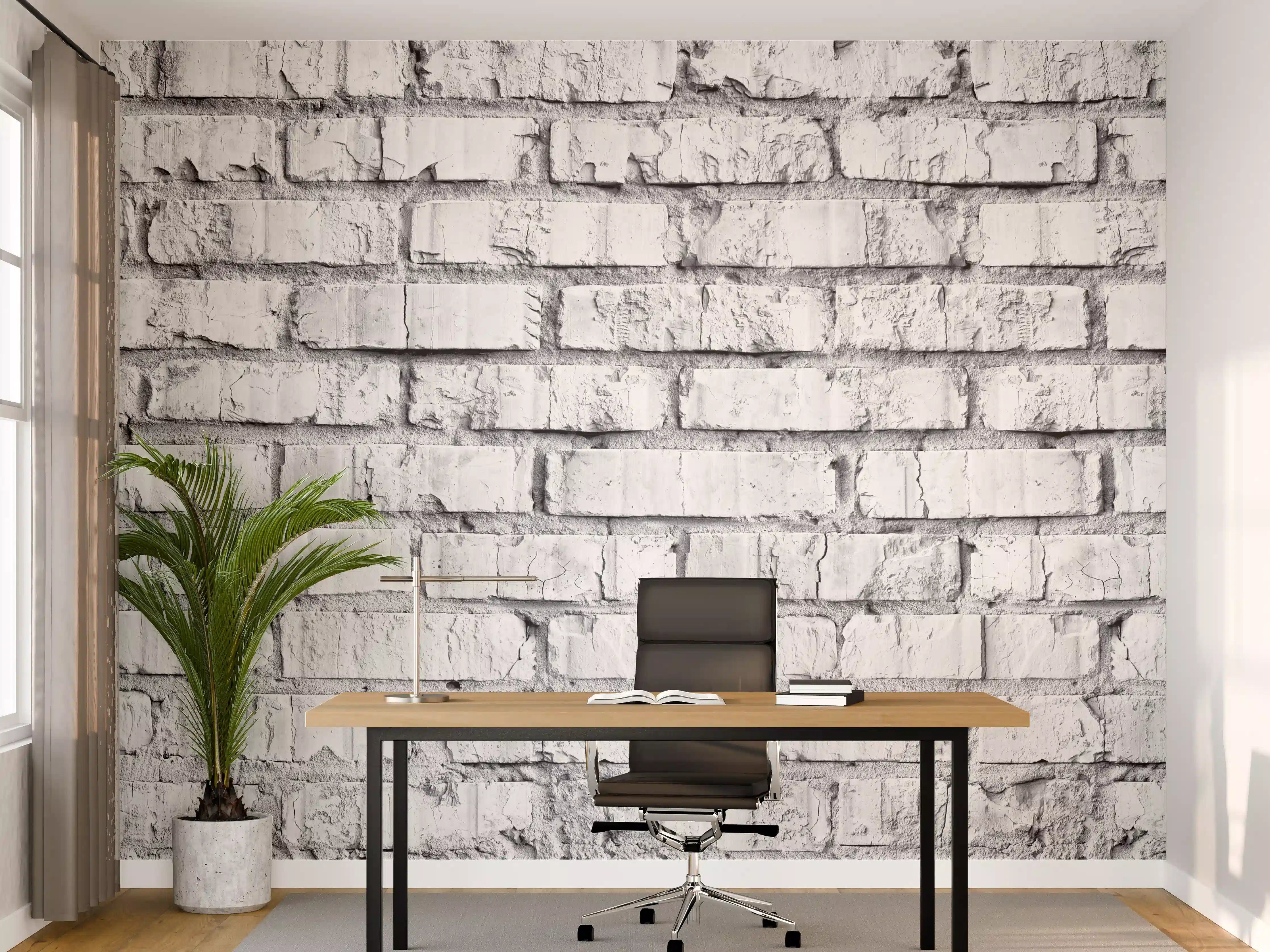 Büro Wandgestaltung - Weiß gekalkte Ziegelmauer