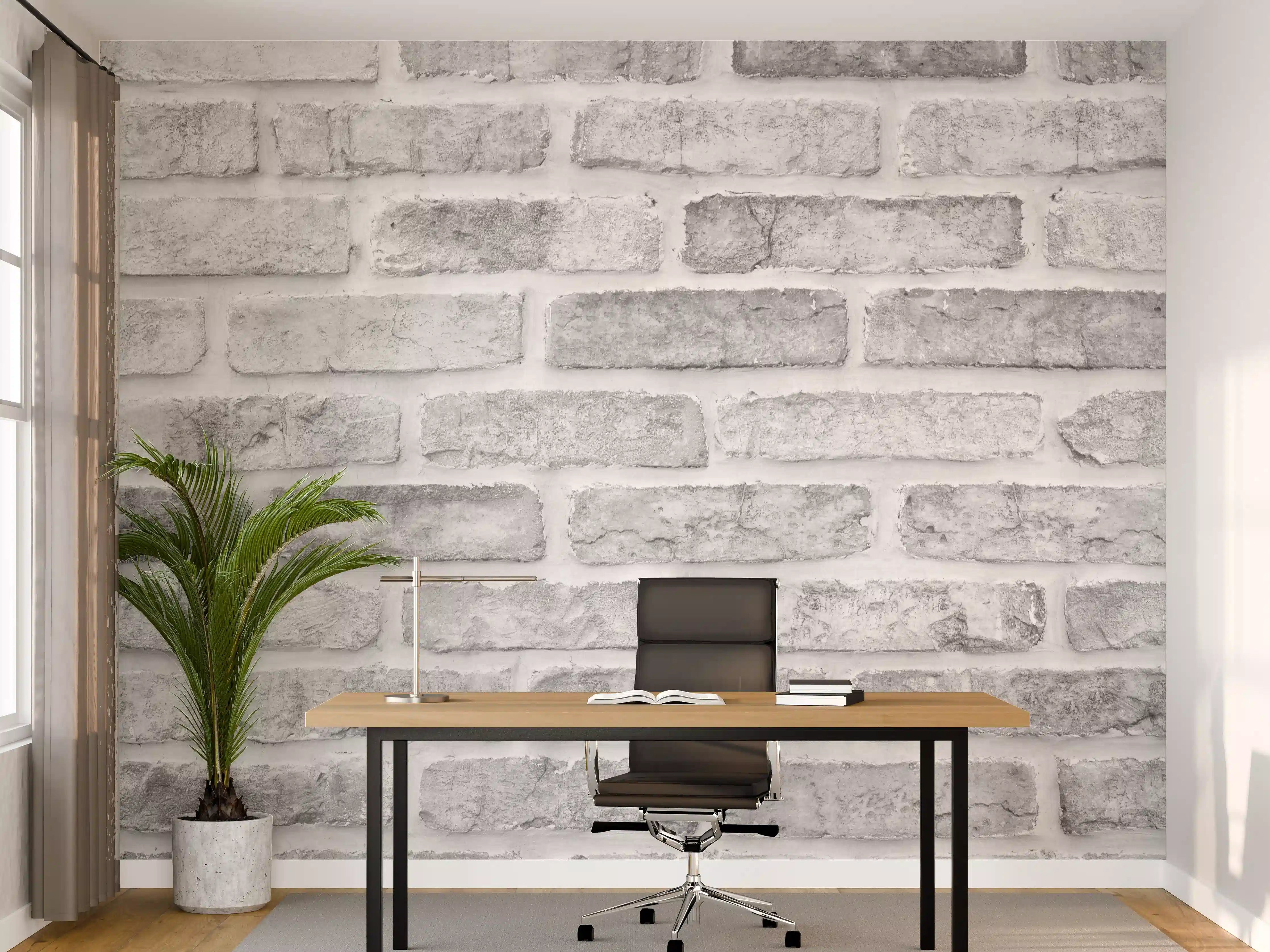 Büro Wandgestaltung - Weiß gewaschene Ziegelwand