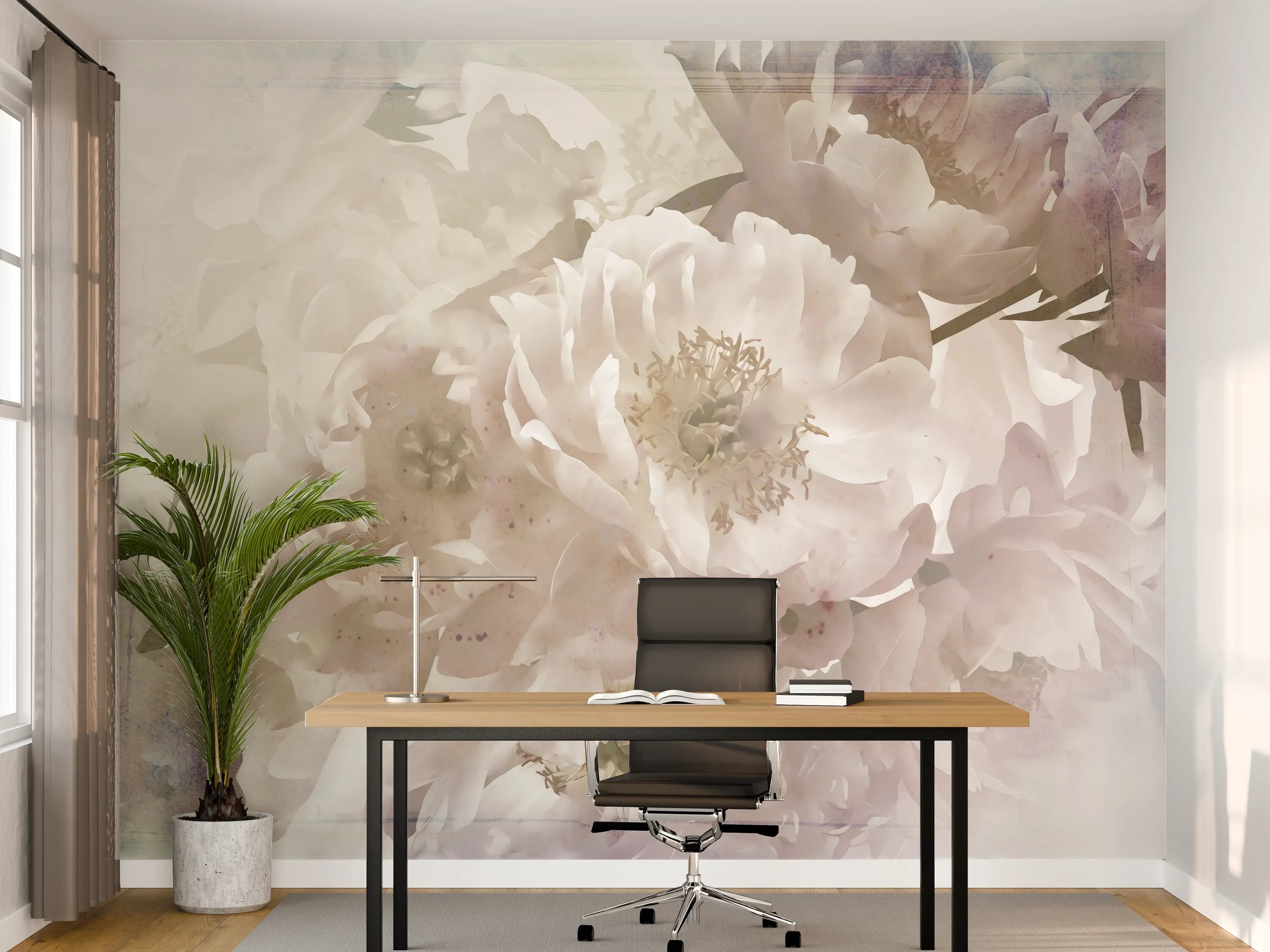 Büro Wandgestaltung - Weiße Blume - Darstellung