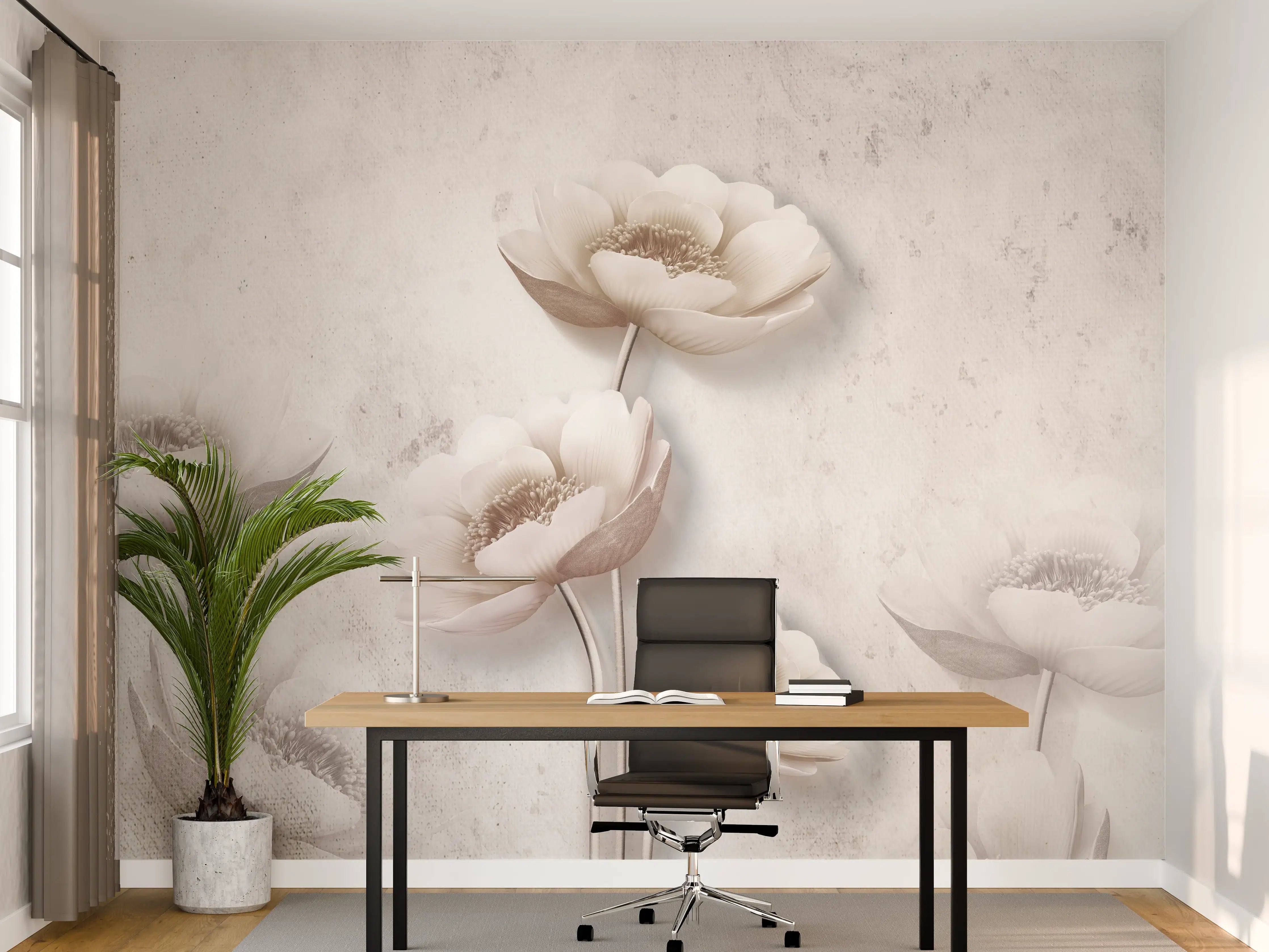 Büro Wandgestaltung - Weiße Blume Retrostil