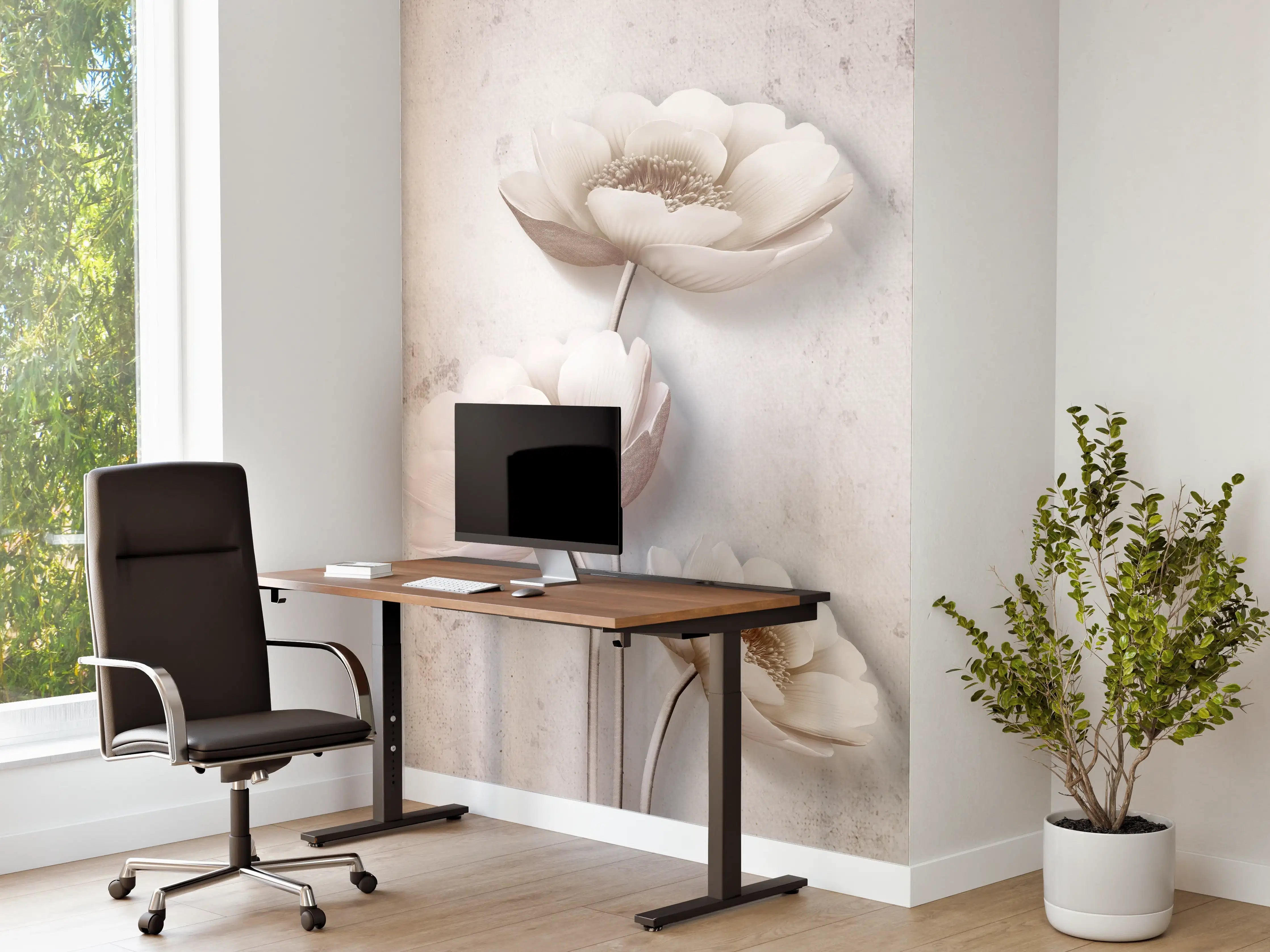 Büro Wandgestaltung - Weiße Blume Retrostil