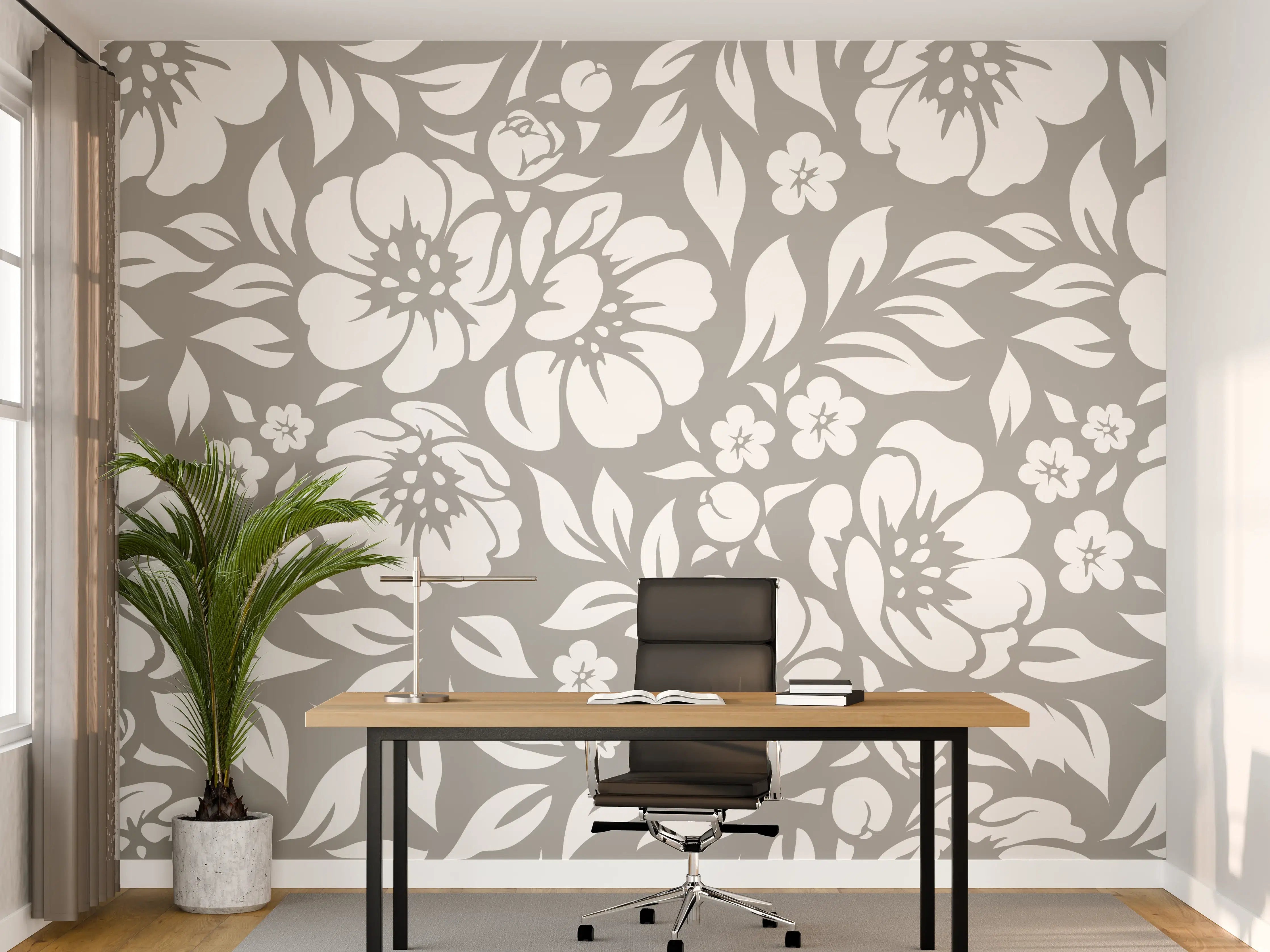 Büro Wandgestaltung - Weiße Blumenmuster-Fliese
