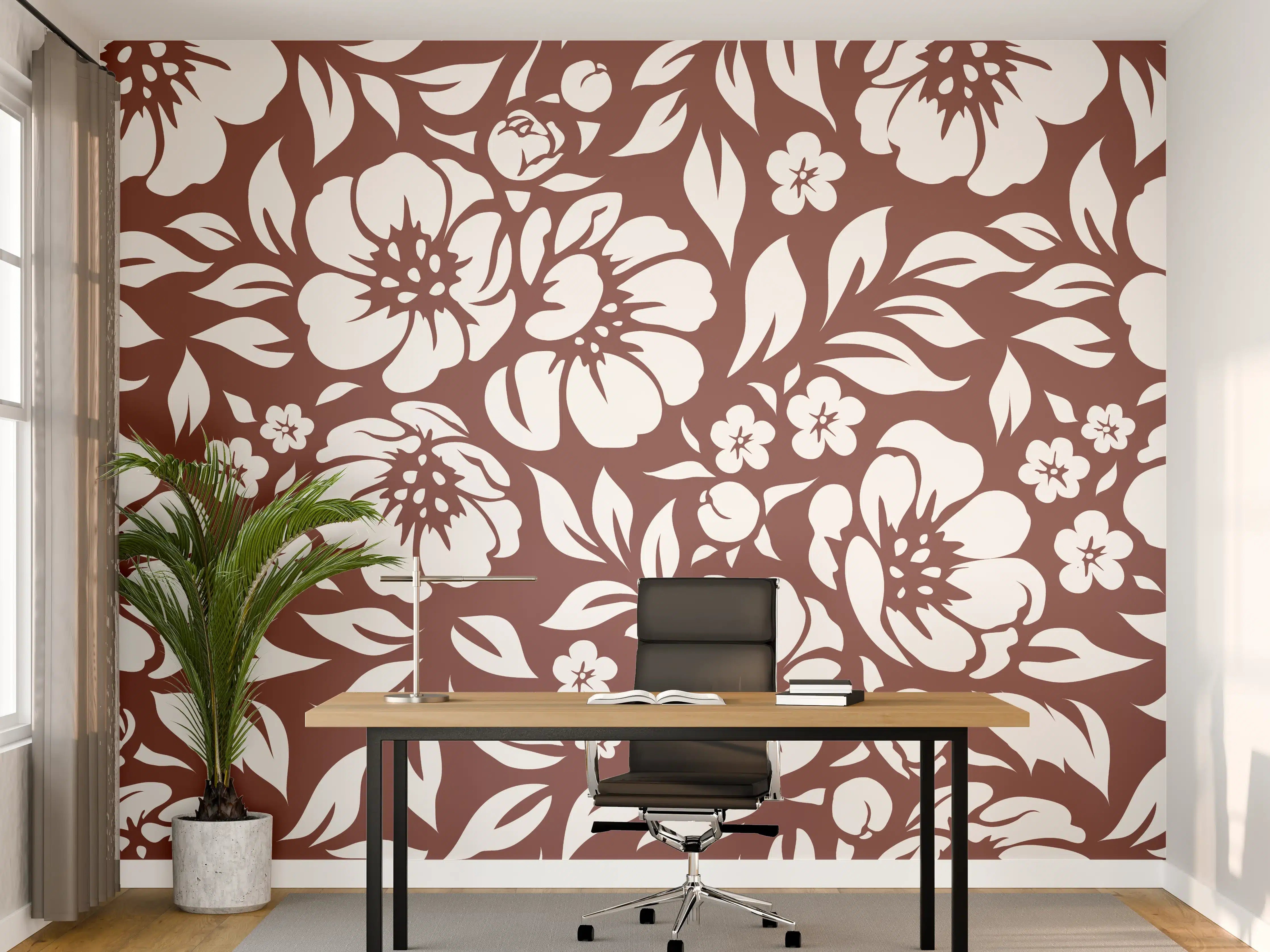 Büro Wandgestaltung - Weiße Blumenmuster-Fliese mit grauen Nuancen
