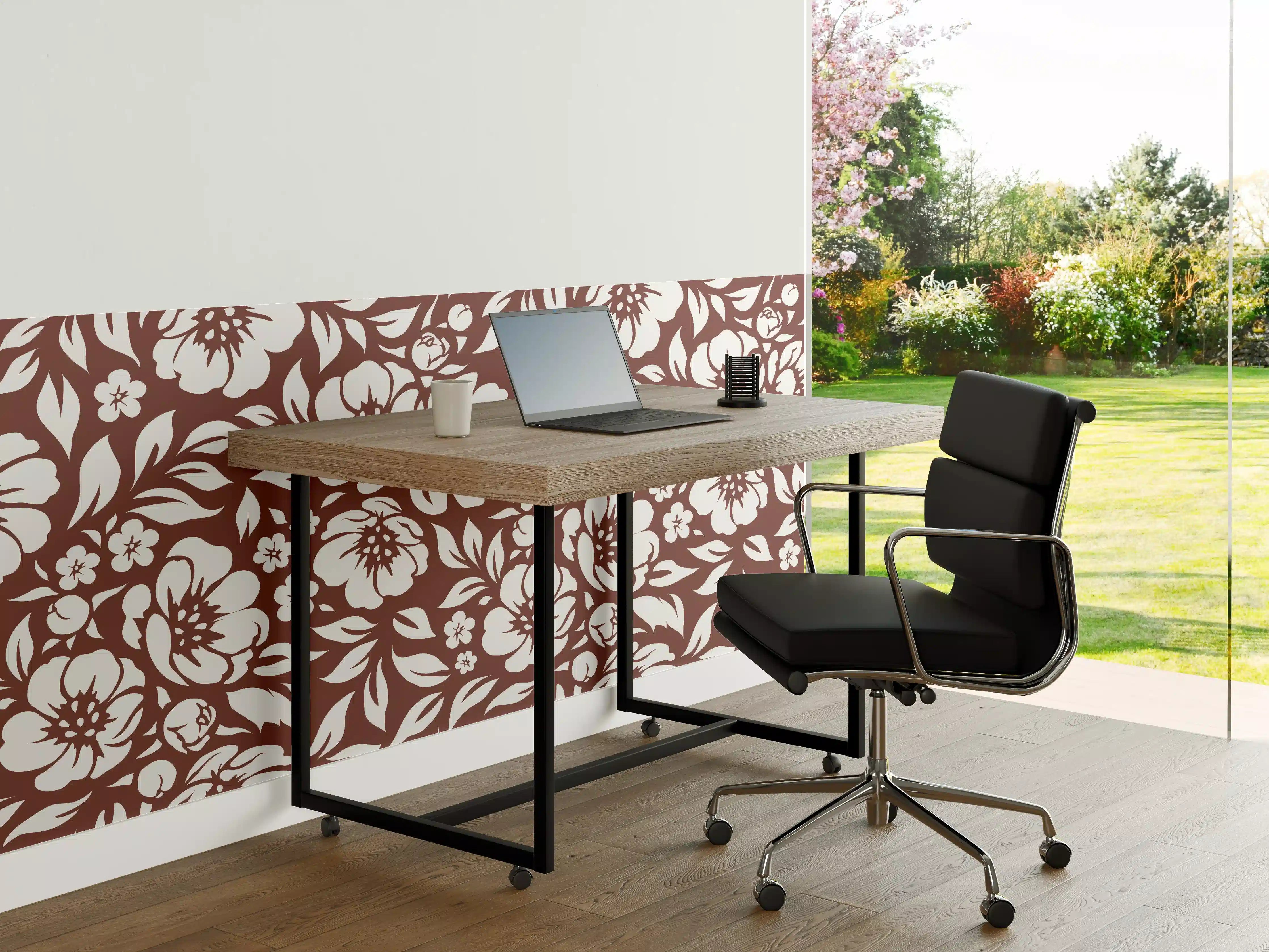 Büro Wandgestaltung - Weiße Blumenmuster-Fliese mit grauen Nuancen
