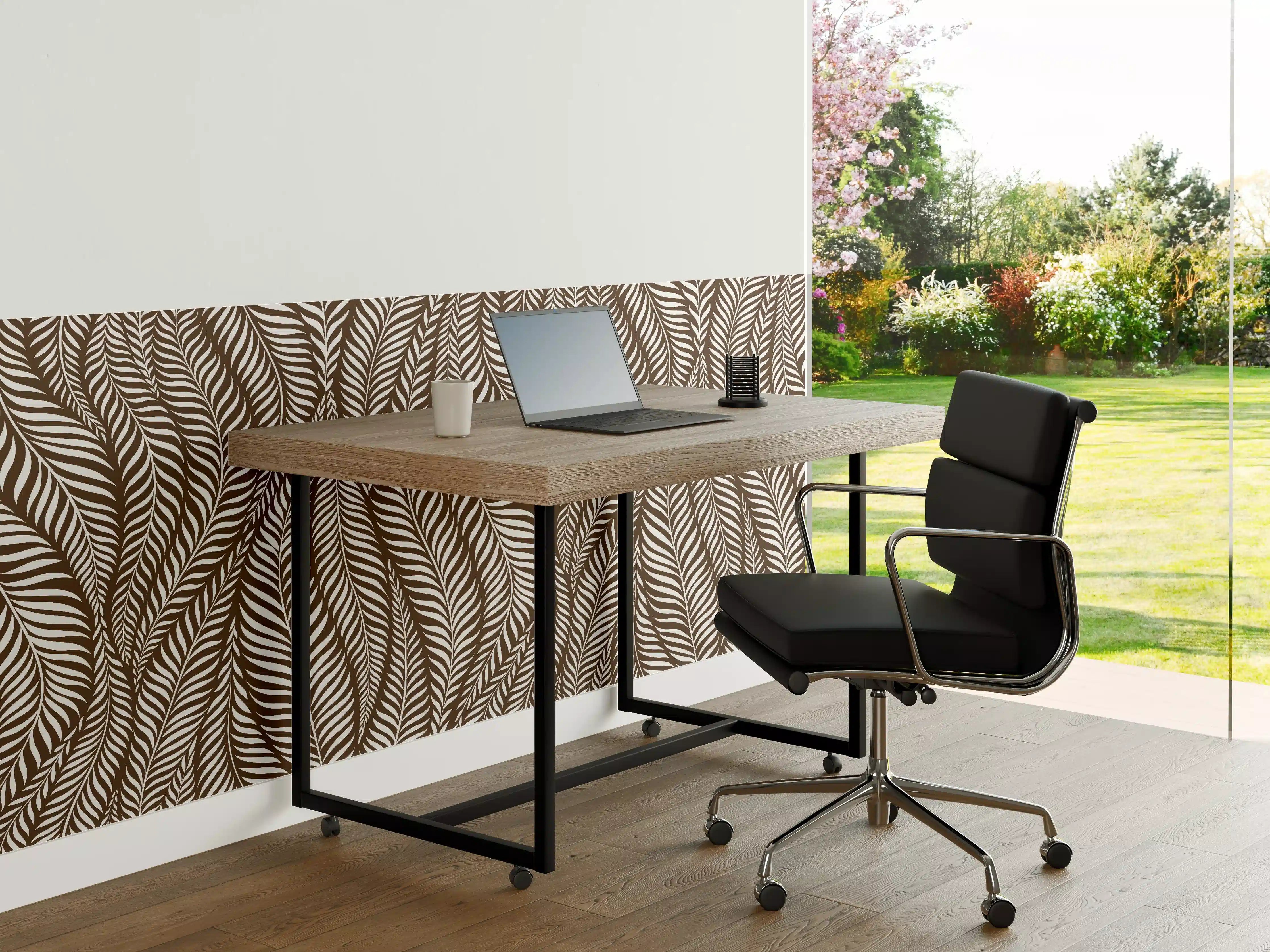 Büro Wandgestaltung - Weiße Grau-Marmor-Tischplatte