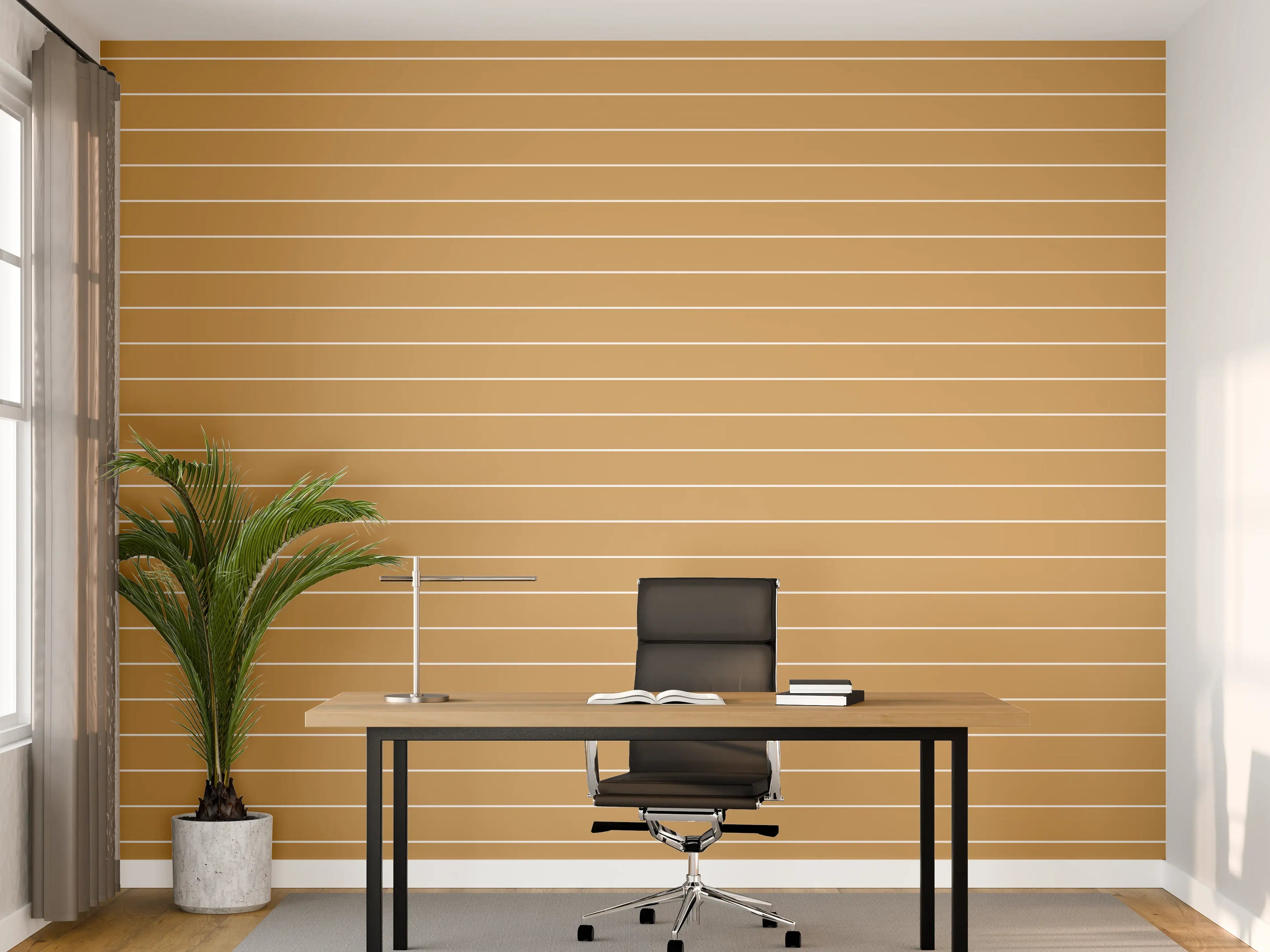 Büro Wandgestaltung - Weiße Linie mit goldener Akzentlinie