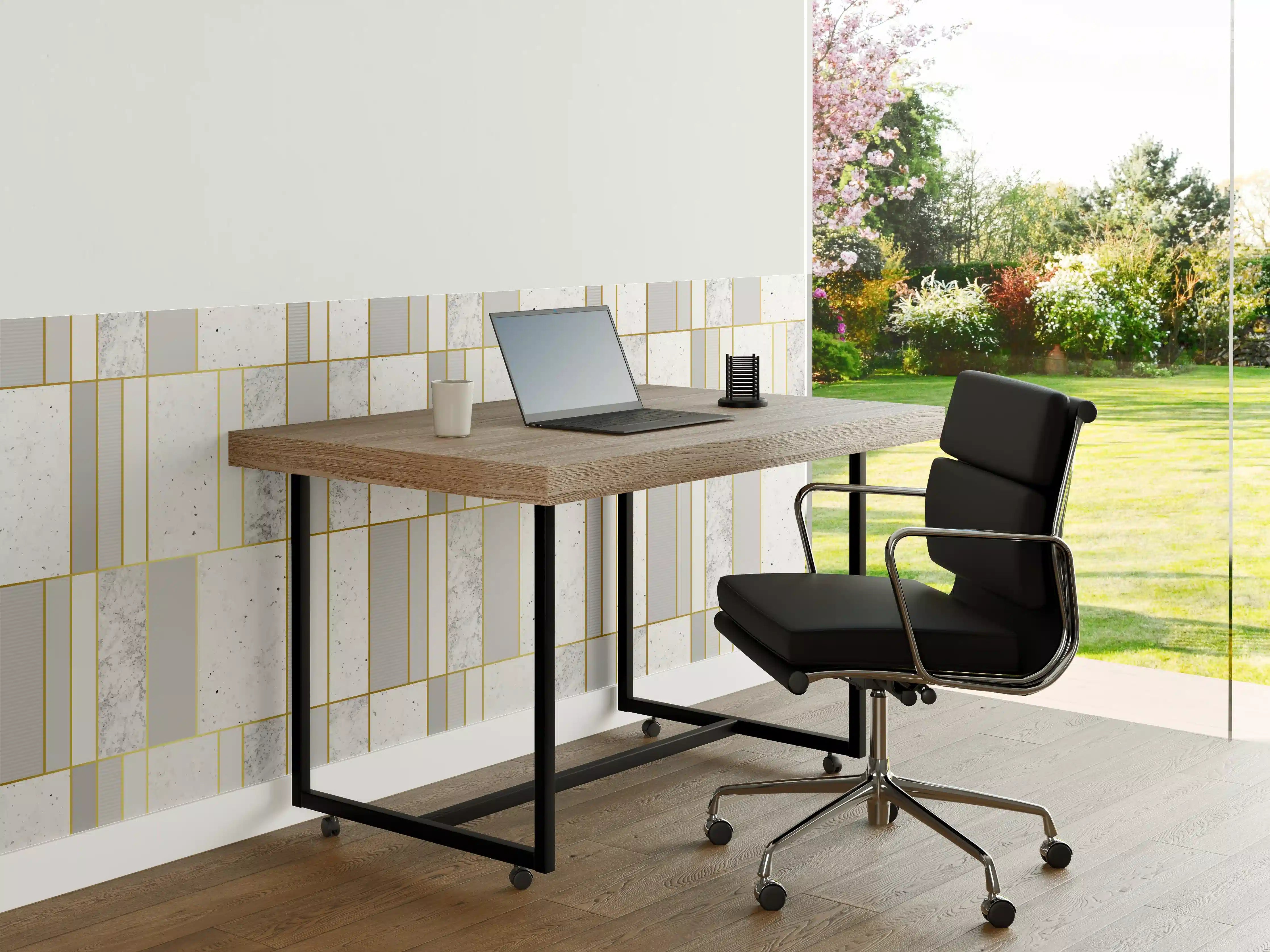 Büro Wandgestaltung - Weiße Marmor-Fliesen mit grauer Struktur