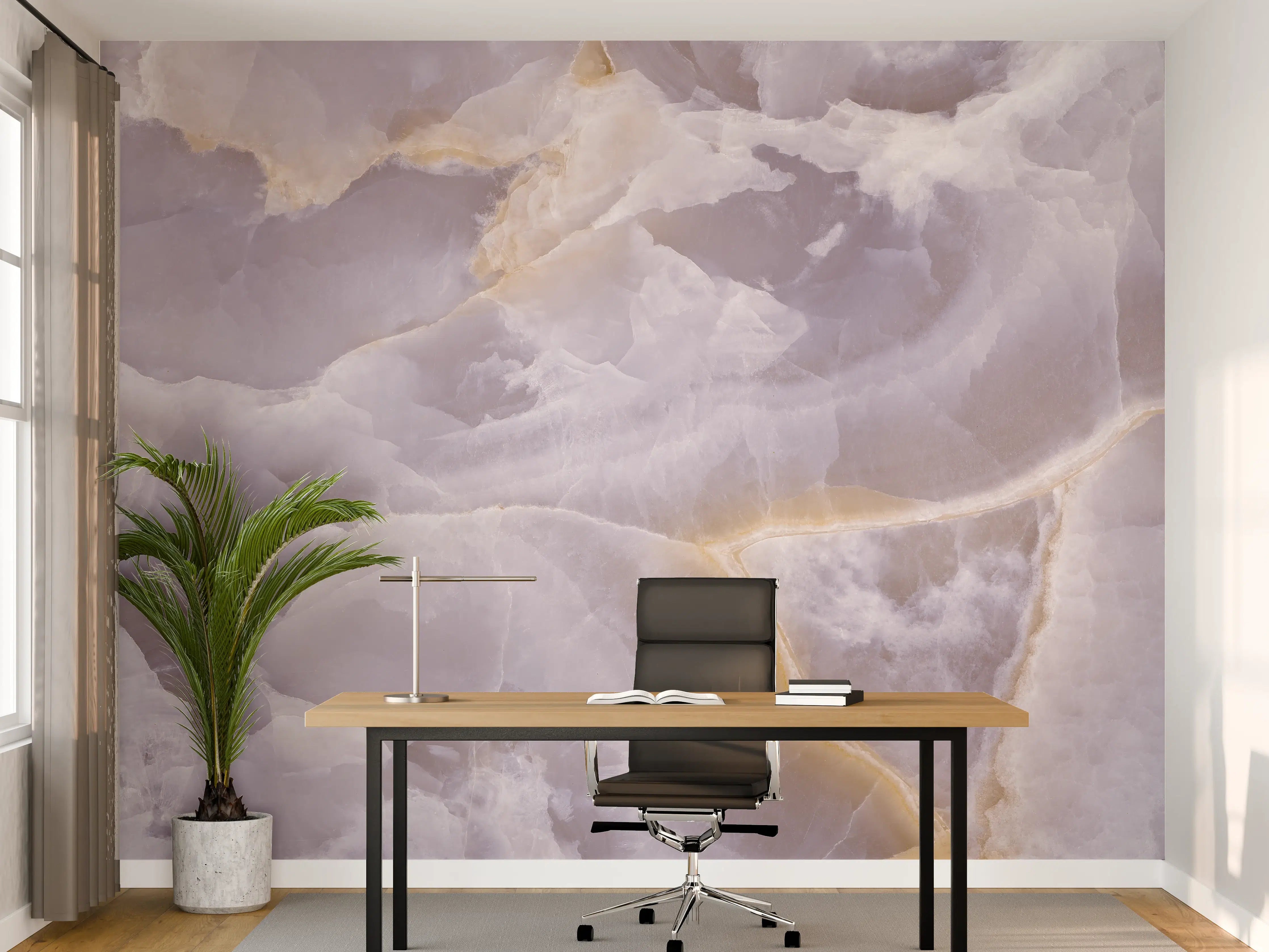 Büro Wandgestaltung - Weiße Marmor-Textur mit Grauschattierungen