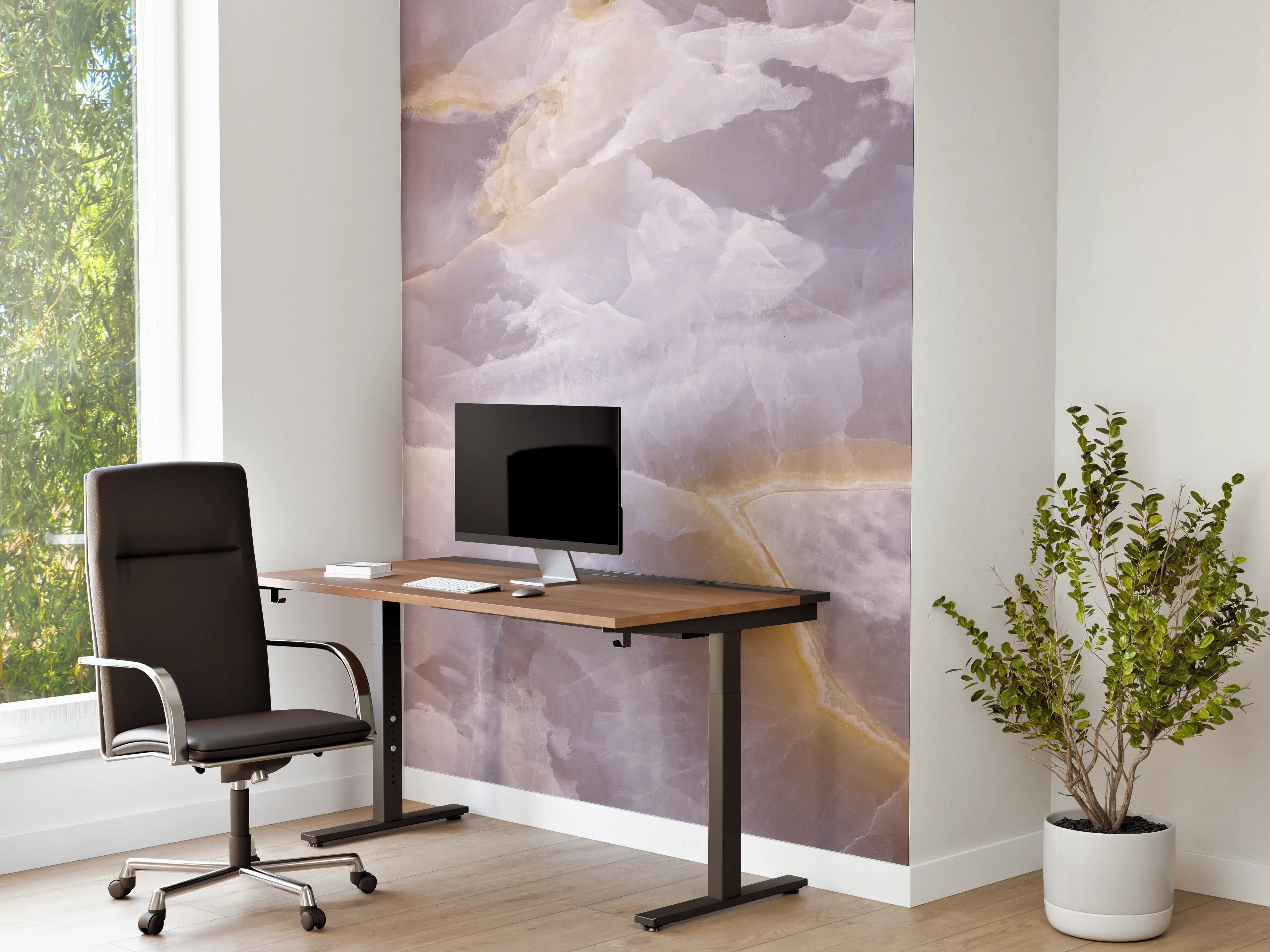 Büro Wandgestaltung - Weiße Marmor-Textur mit Grauschattierungen