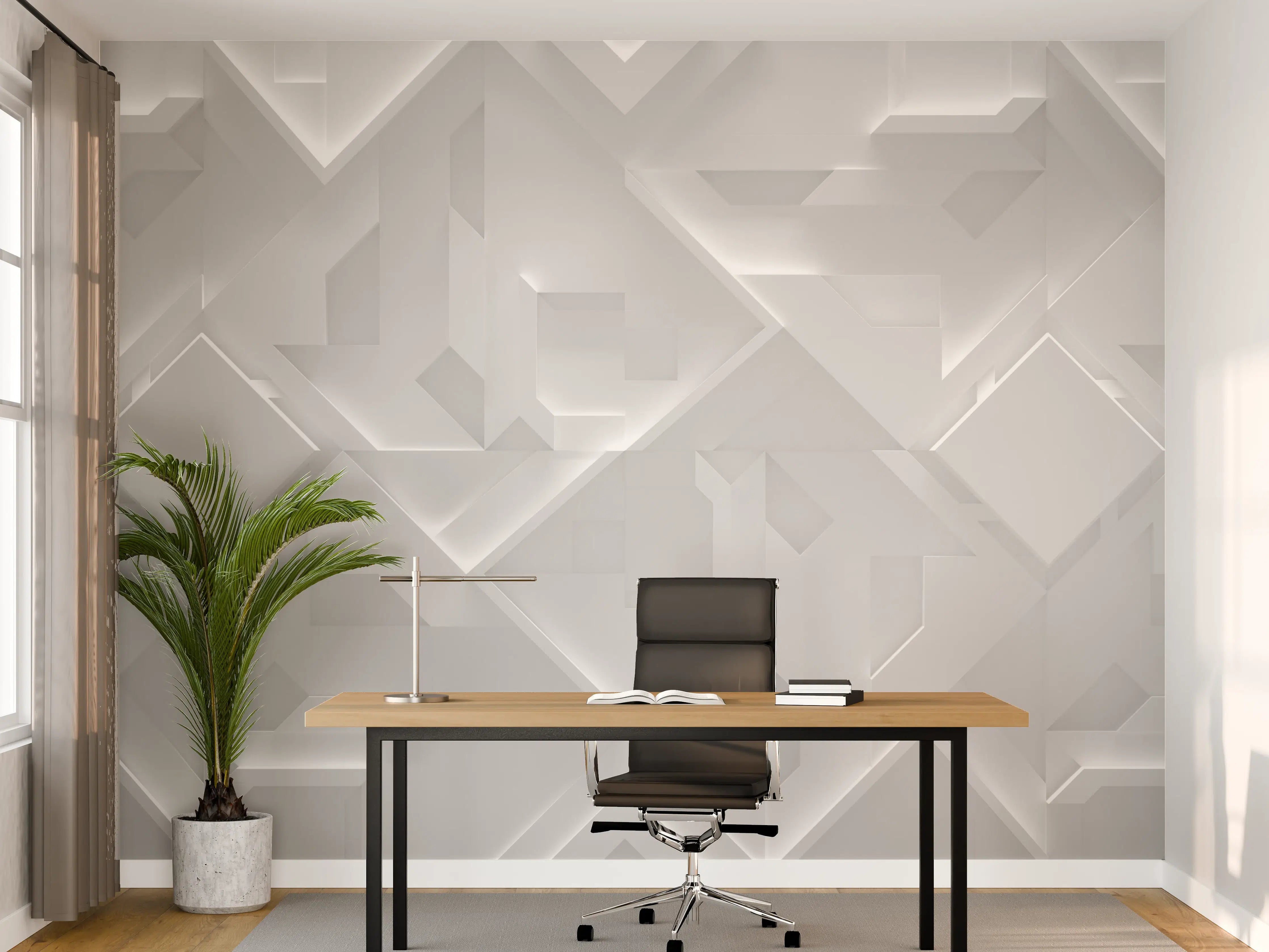 Büro Wandgestaltung - Weiße Marmor-Textur mit subtilen Schatten