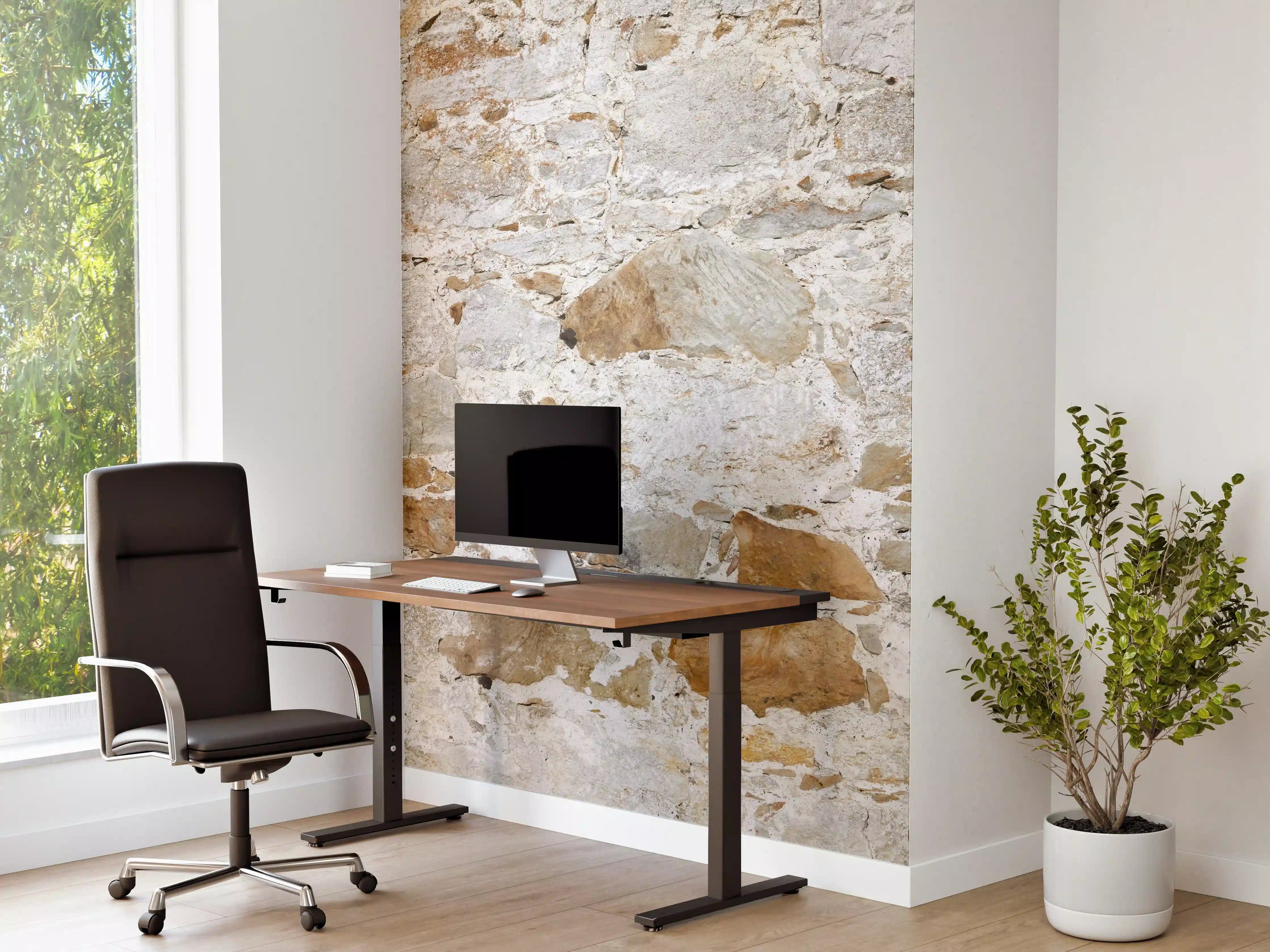 Büro Wandgestaltung - Weiße Steinmauer mit grauer Textur
