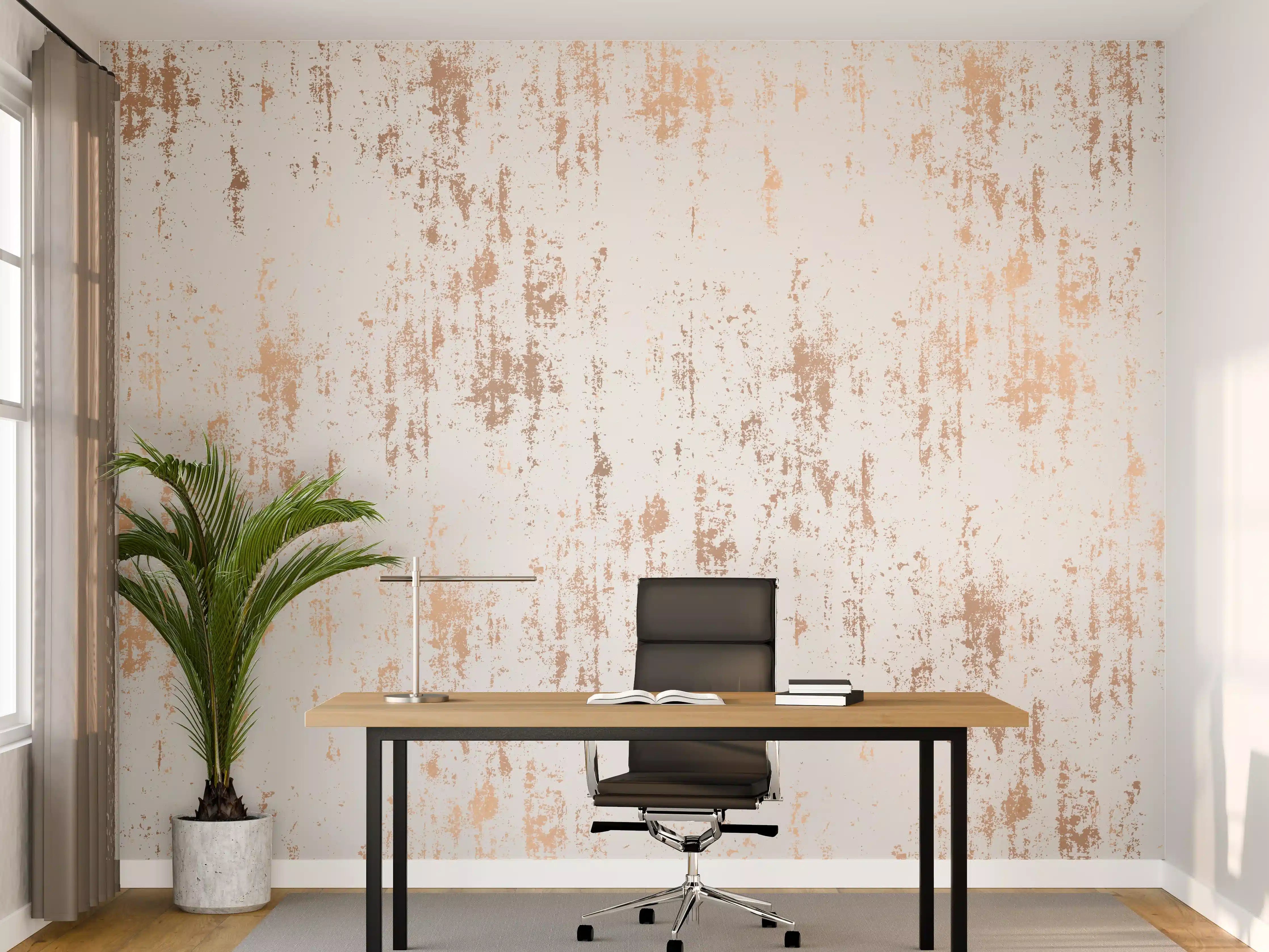Büro Wandgestaltung - Weiße Textur mit goldenen Akzenten