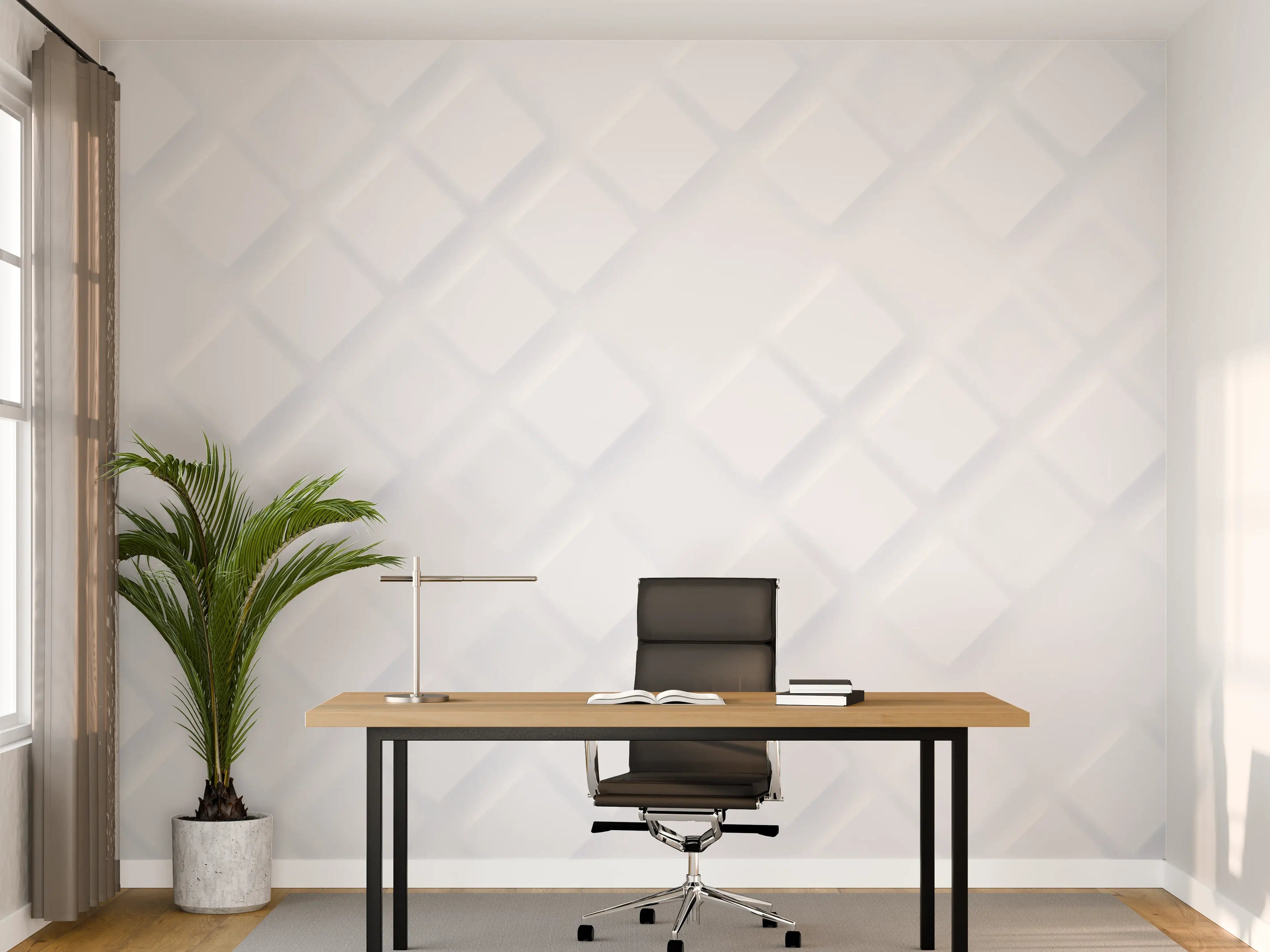 Büro Wandgestaltung - Weiße Wand mit geometrischer Struktur