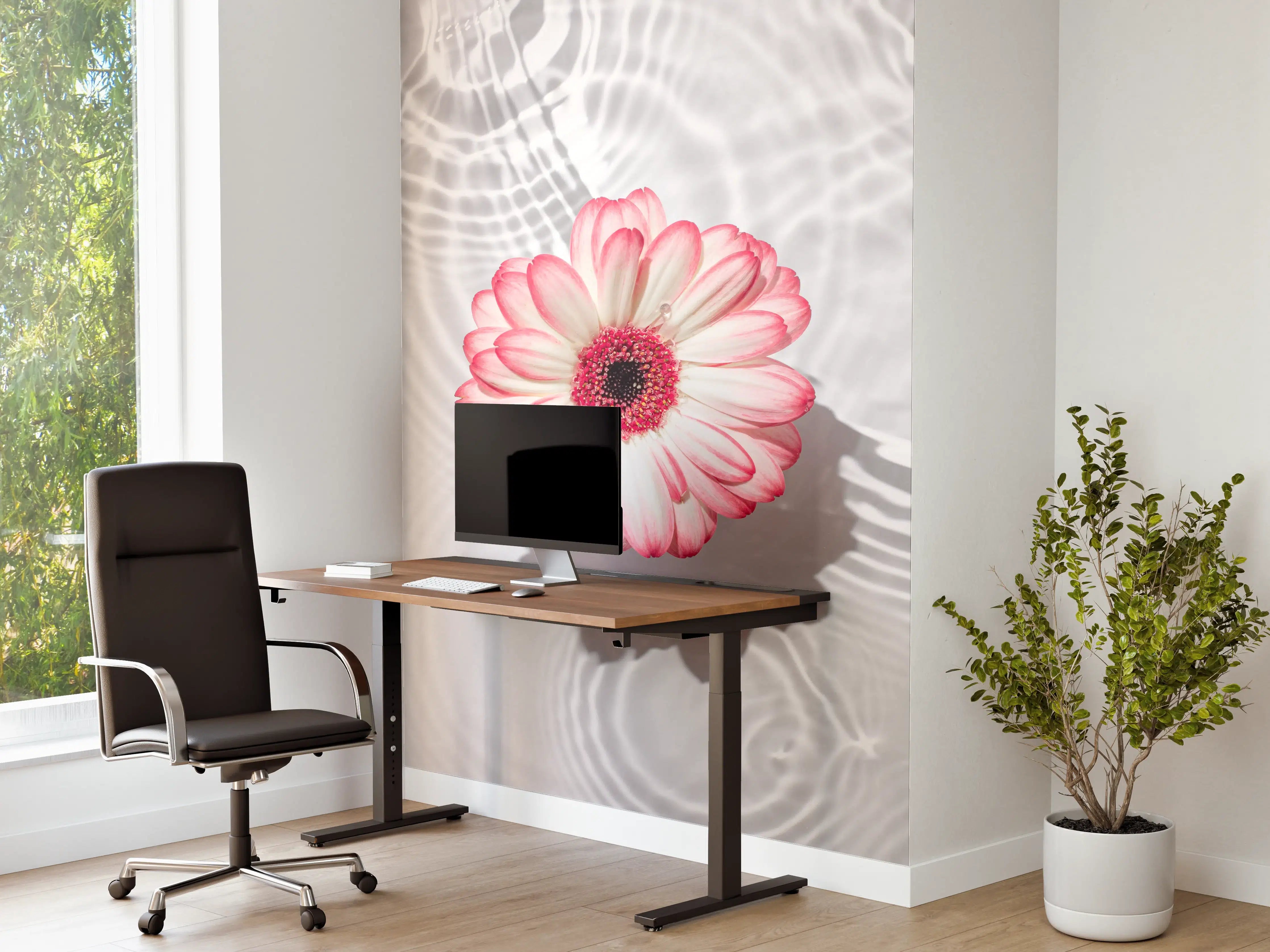 Büro Wandgestaltung - Weiße Wasserblume in Rosa