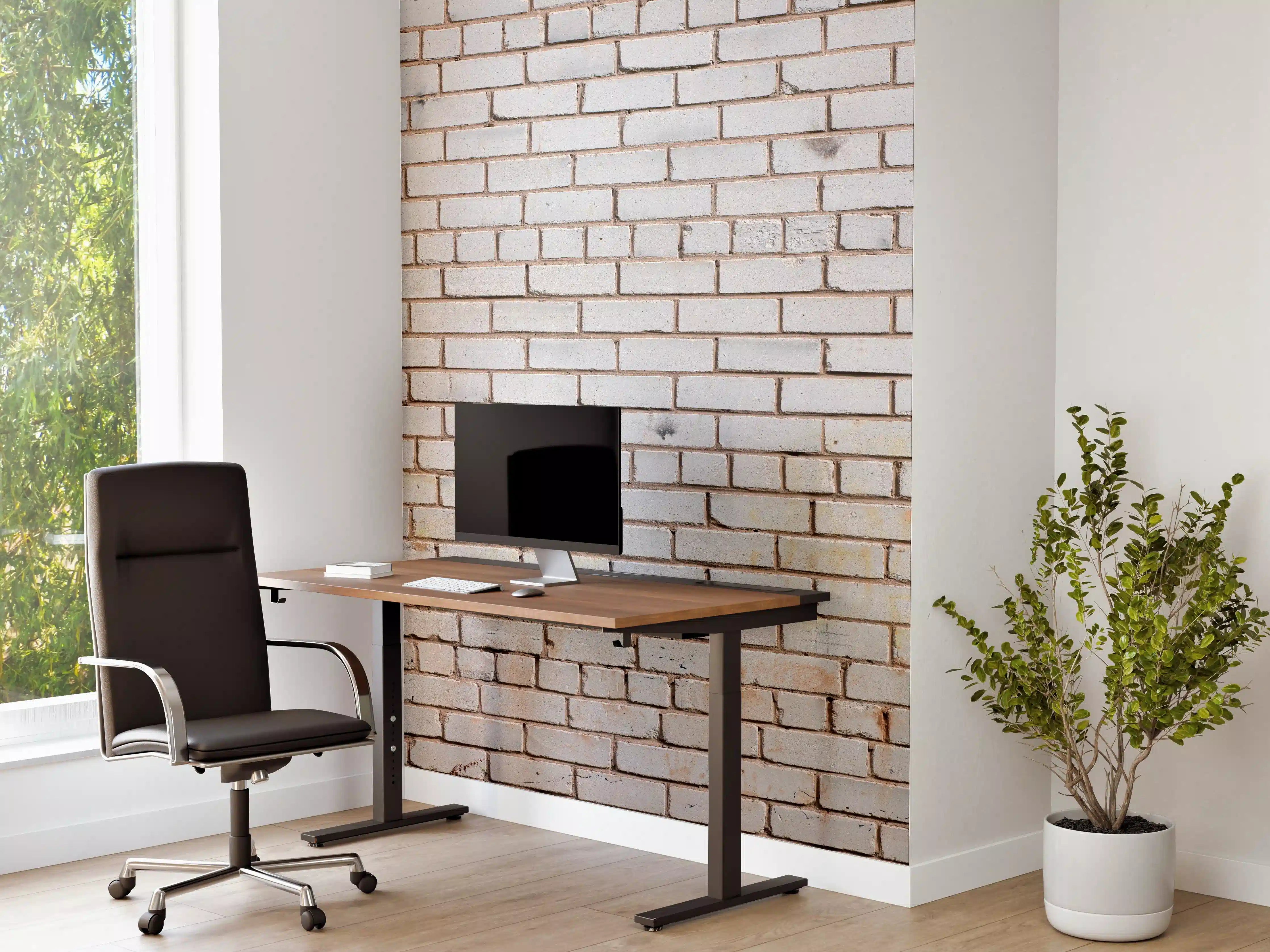 Büro Wandgestaltung - Weiße Ziegelwand mit zarten Grautönen - realistische Textur
