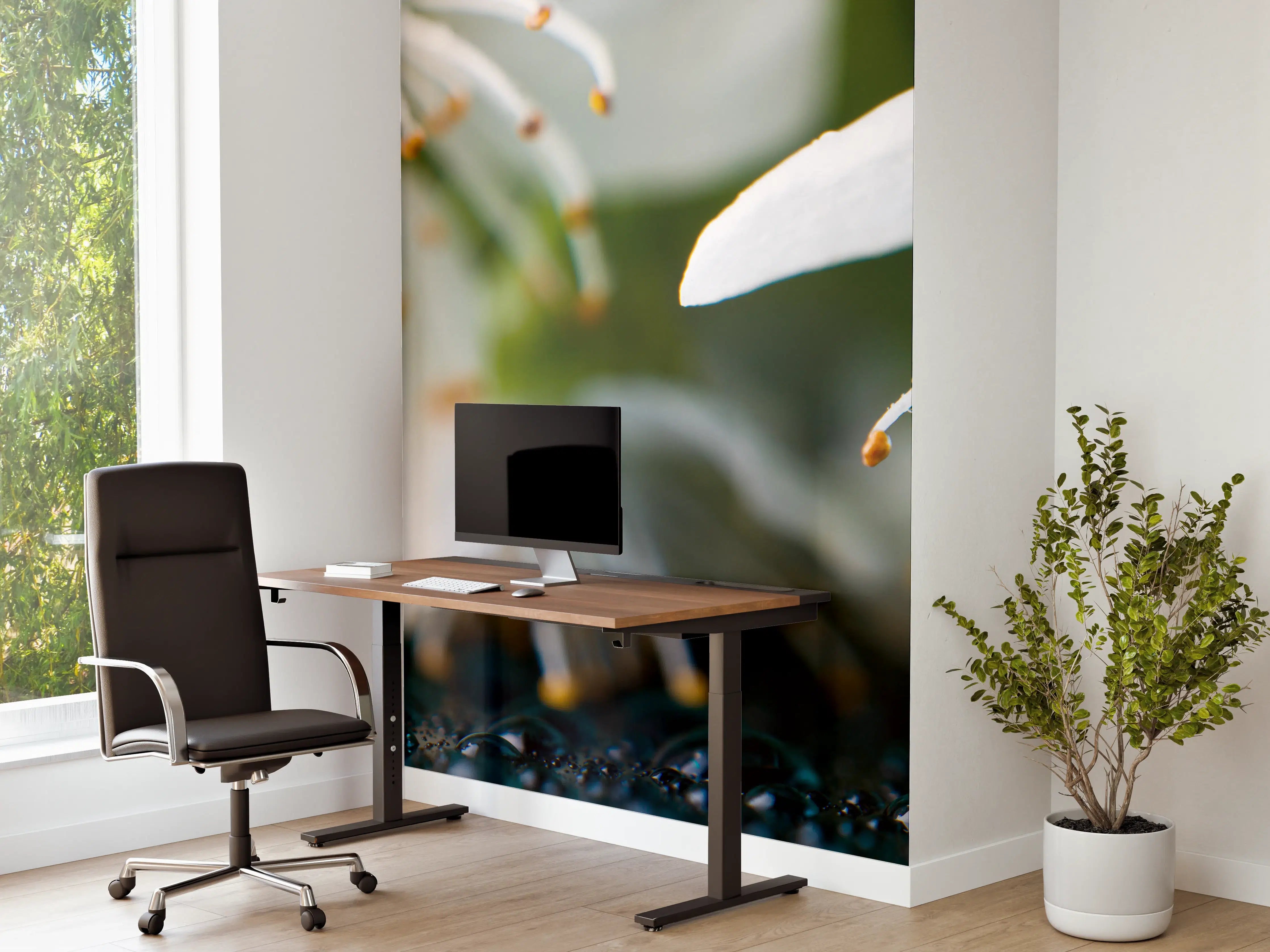 Büro Wandgestaltung - Weiße blühende Frühlingsblumen