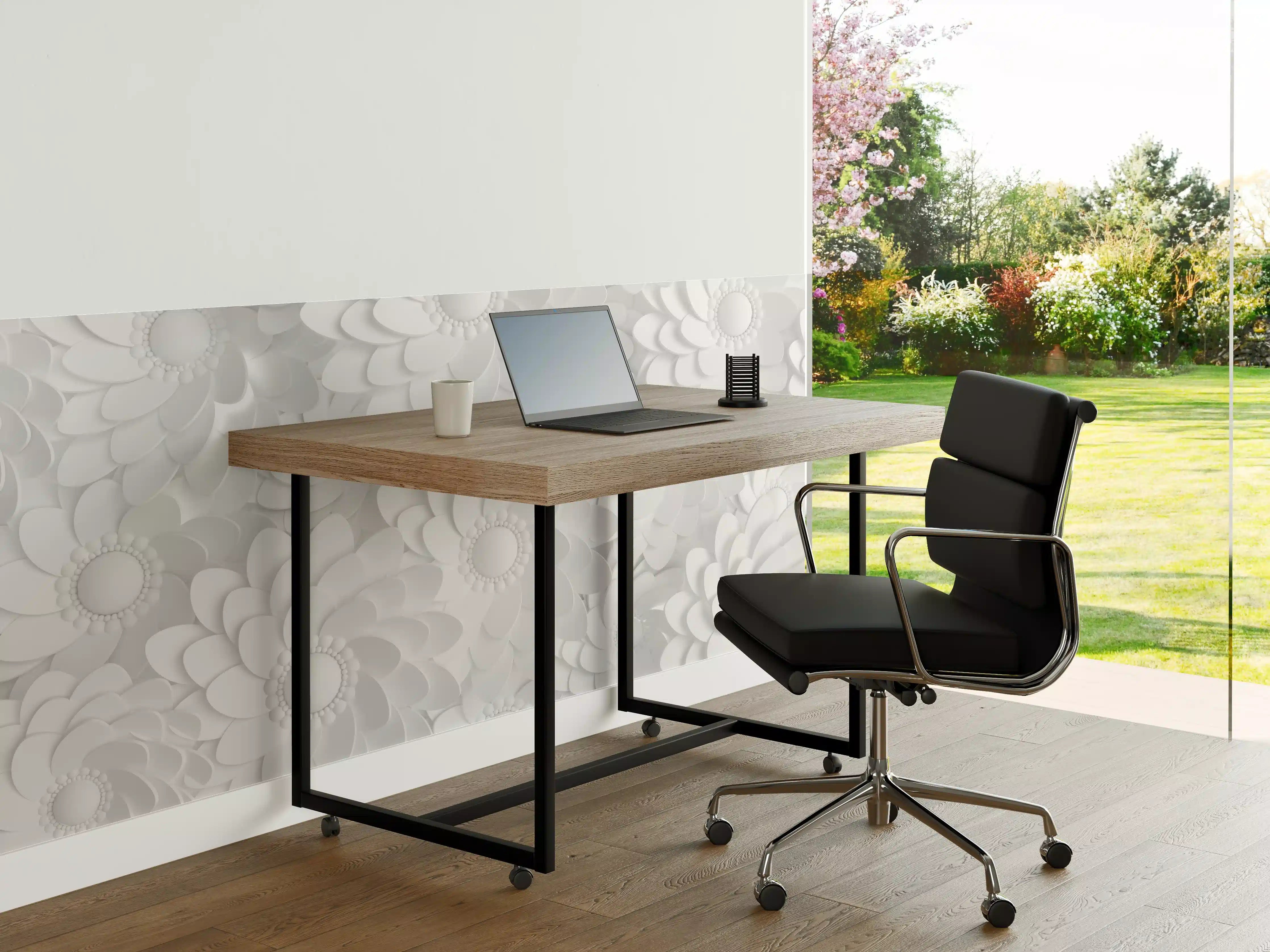 Büro Wandgestaltung - Weiße floral strukturierte Wandgestaltung