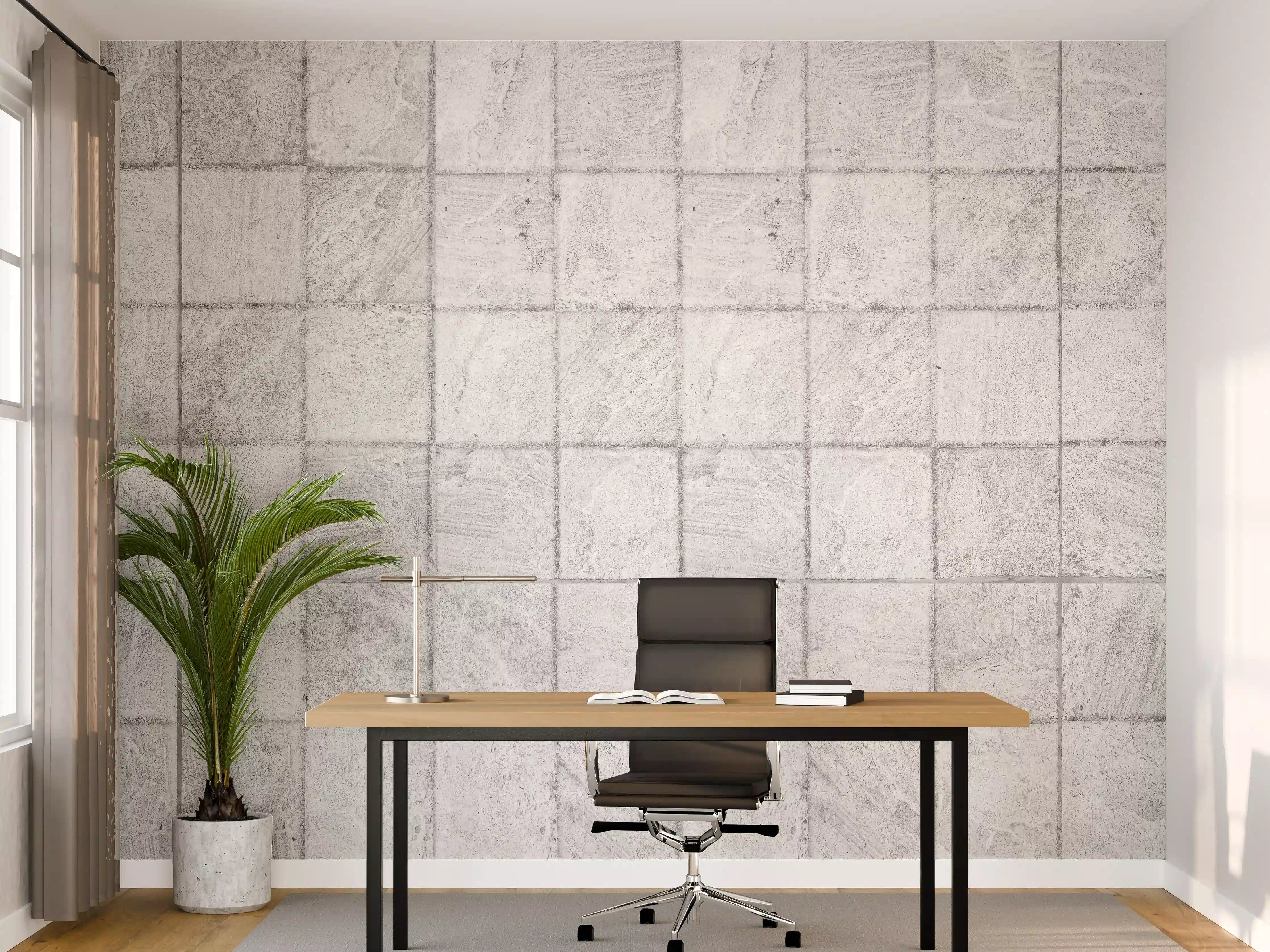 Büro Wandgestaltung - Weiße quadratische Stein Fliesen
