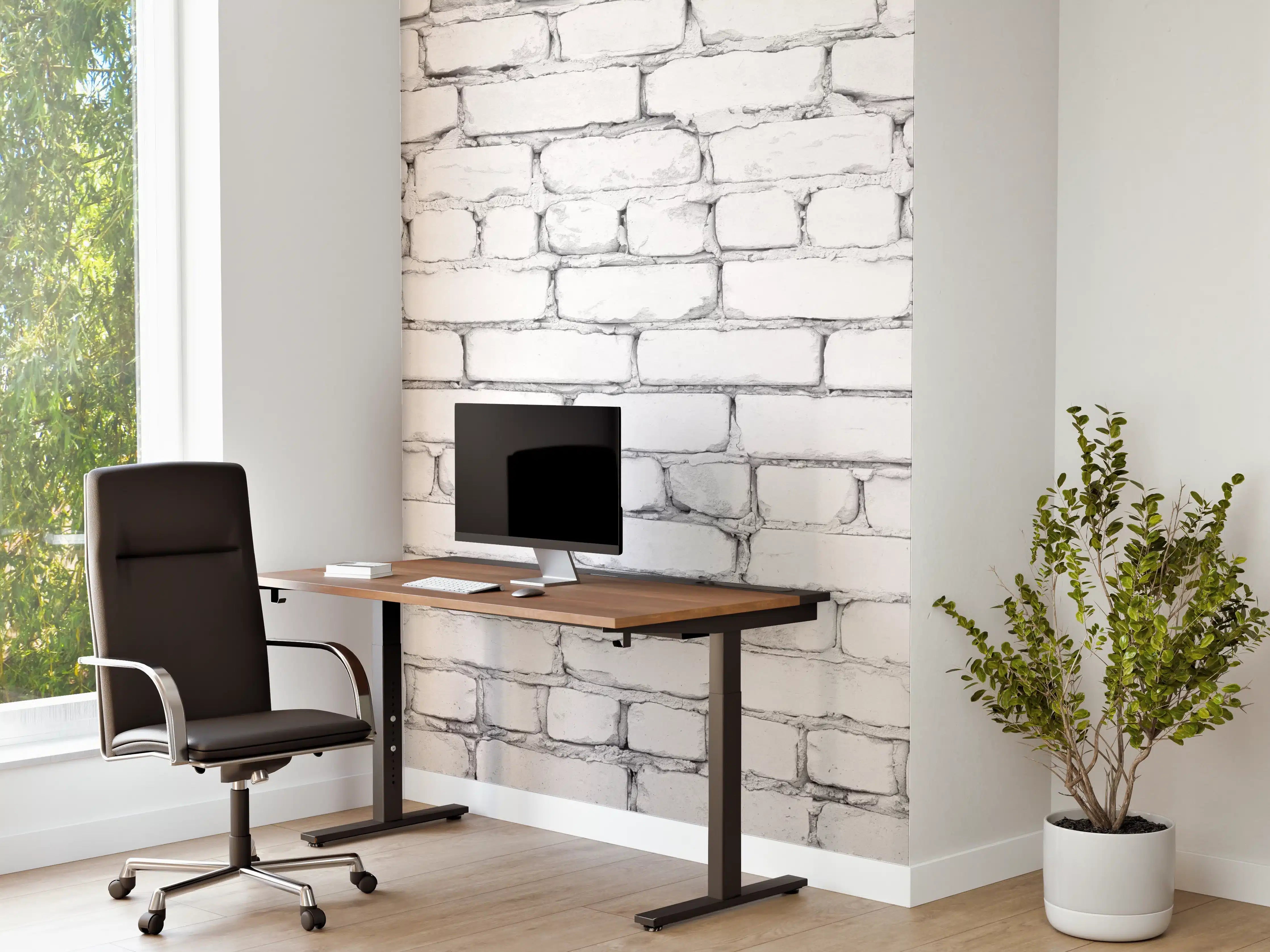 Büro Wandgestaltung - Weiße raue Backsteinmauer