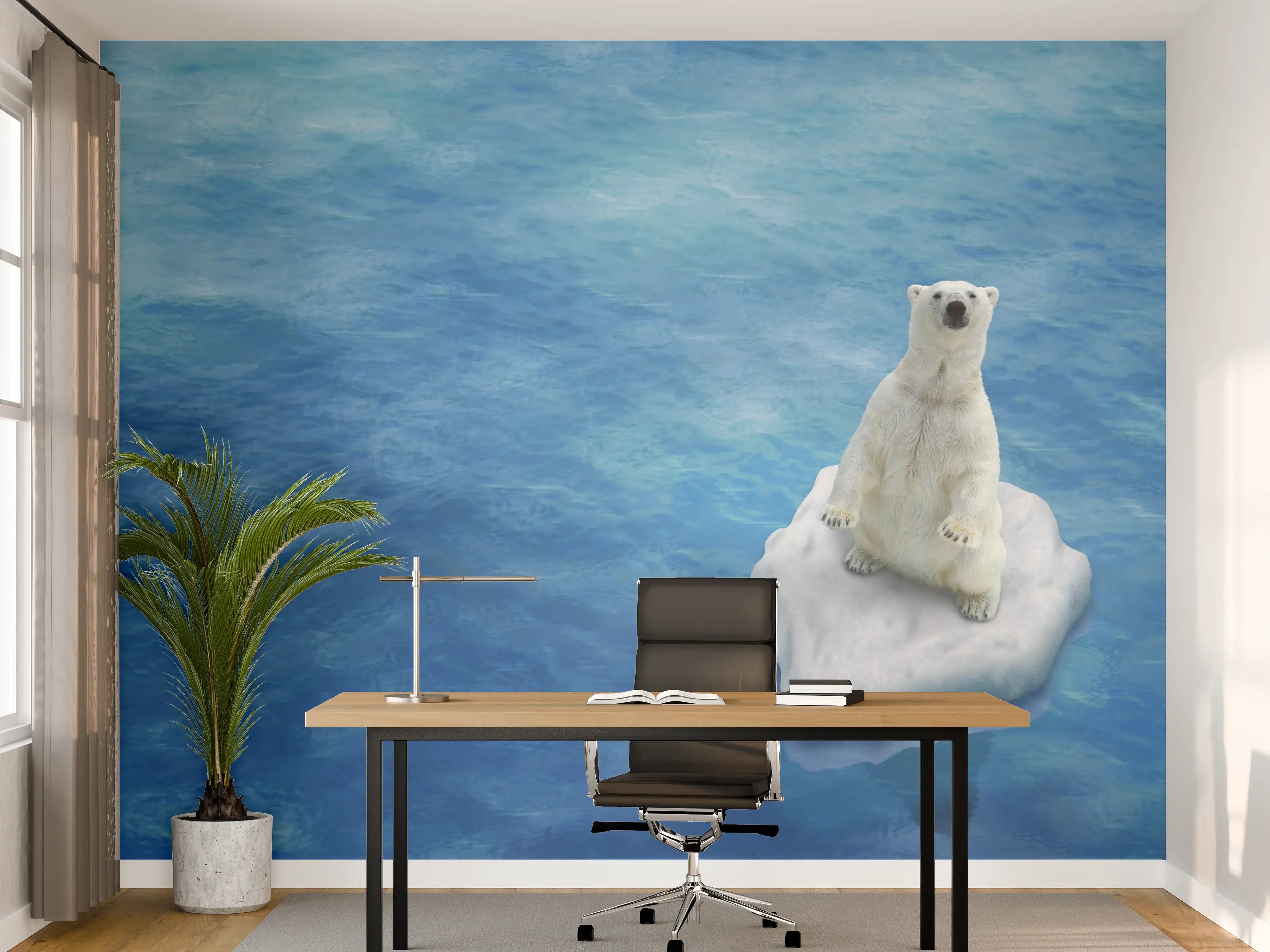 Büro Wandgestaltung - Weißer Eisbär treibend auf Eisscholle