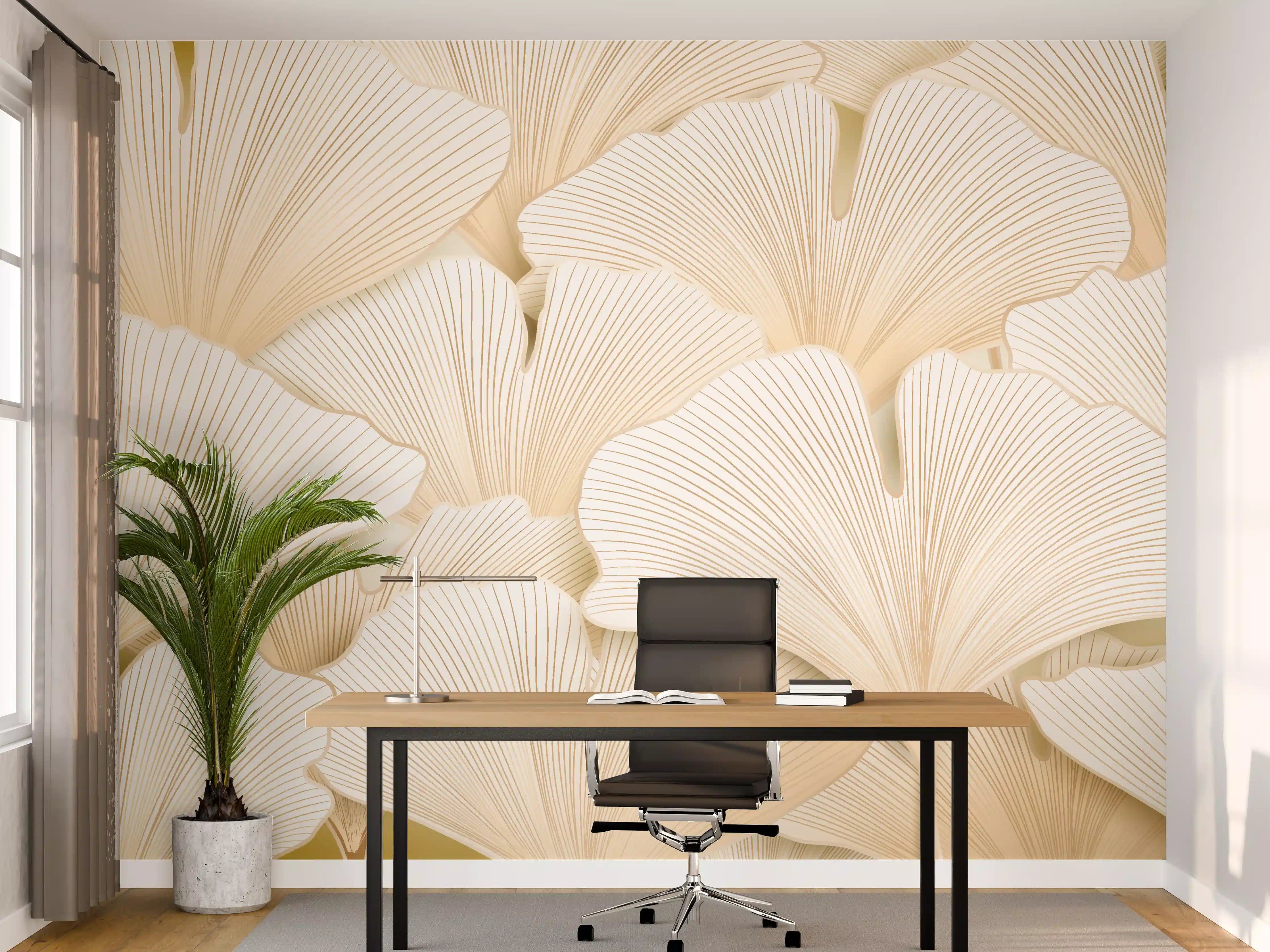 Büro Wandgestaltung - Weißer Ginkgo-Stil Dekor