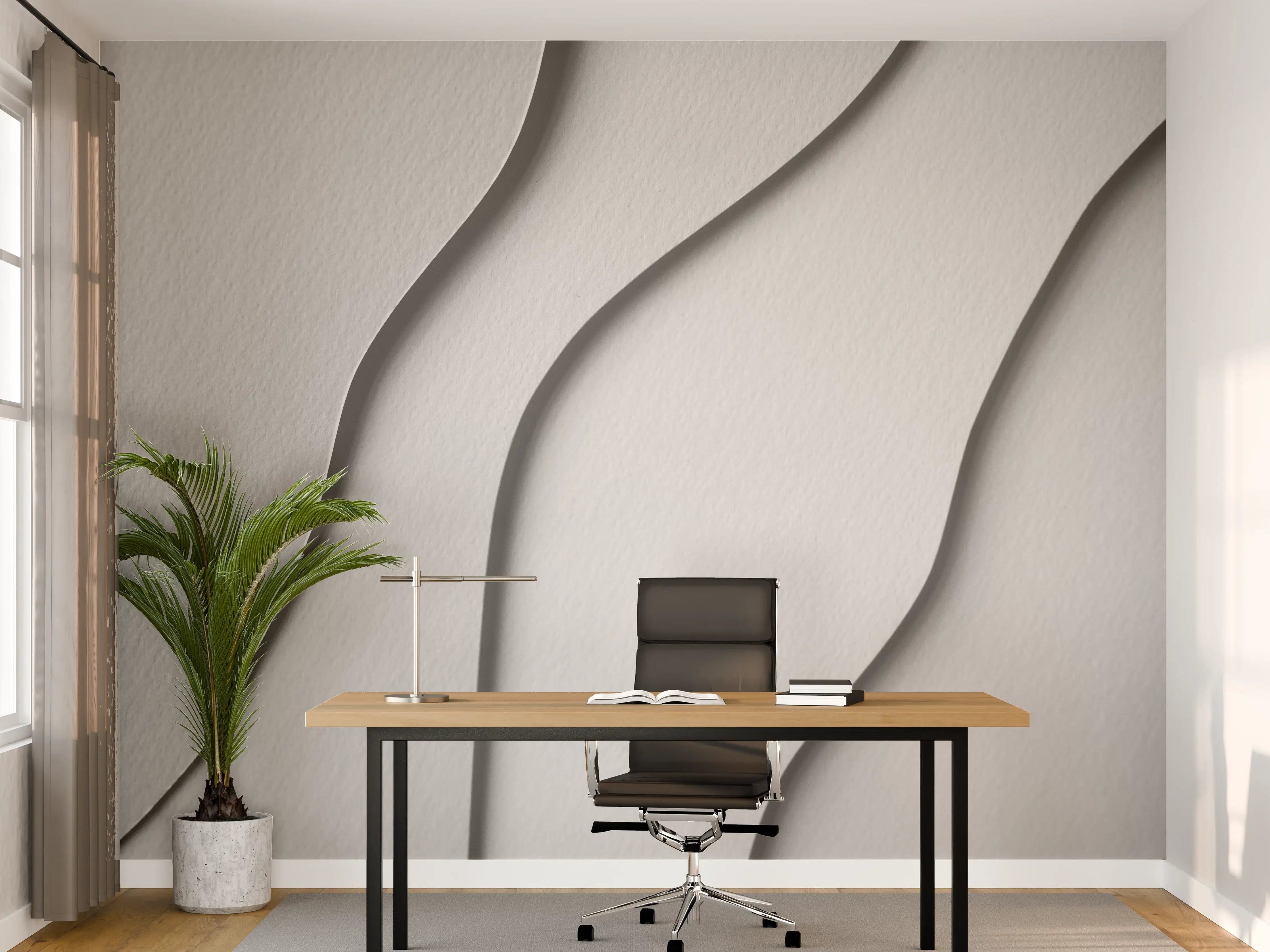 Büro Wandgestaltung - Weißes Abstraktes Linien Spiel