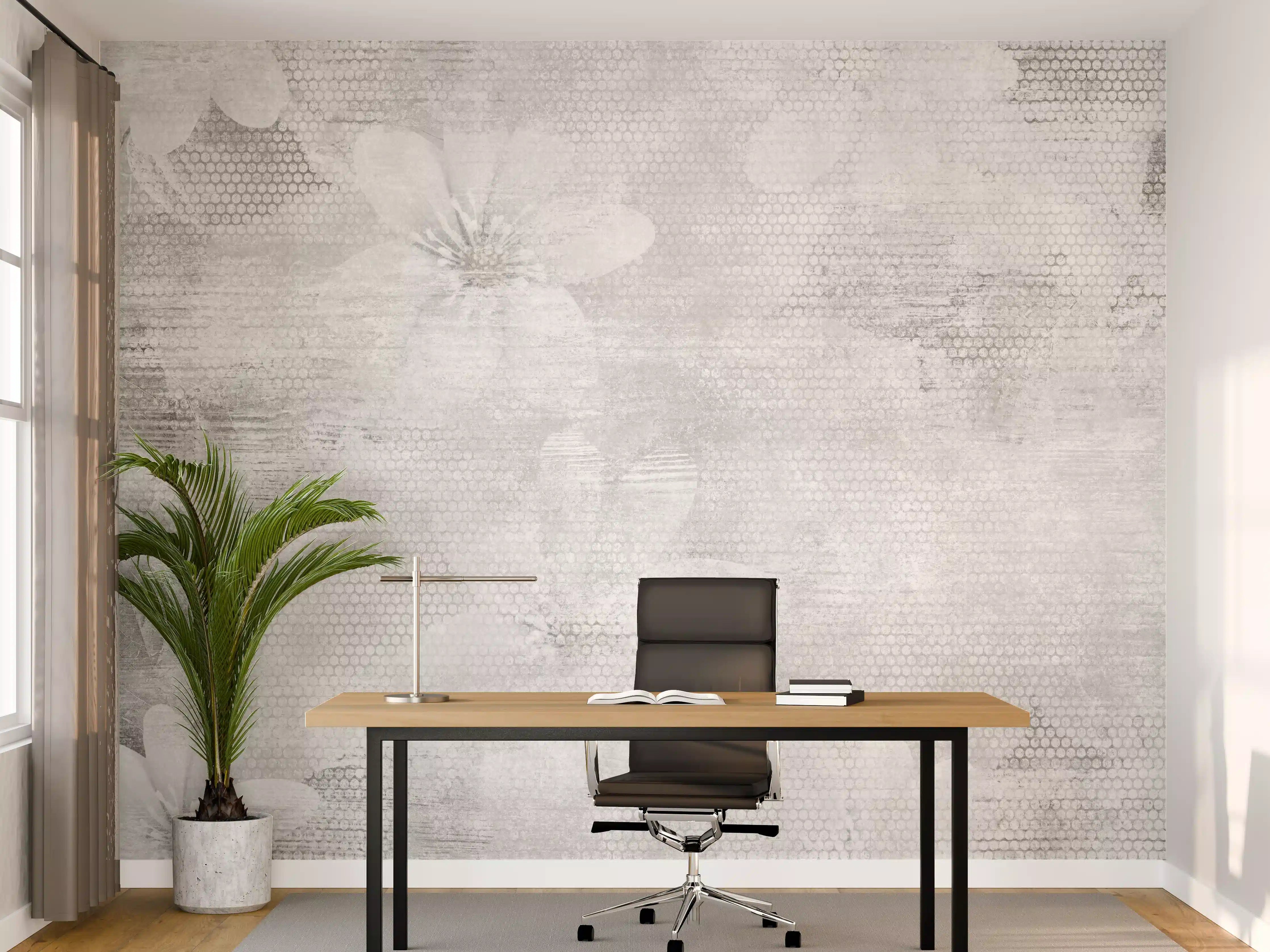 Büro Wandgestaltung - Weißes Blumen Muster - Floral