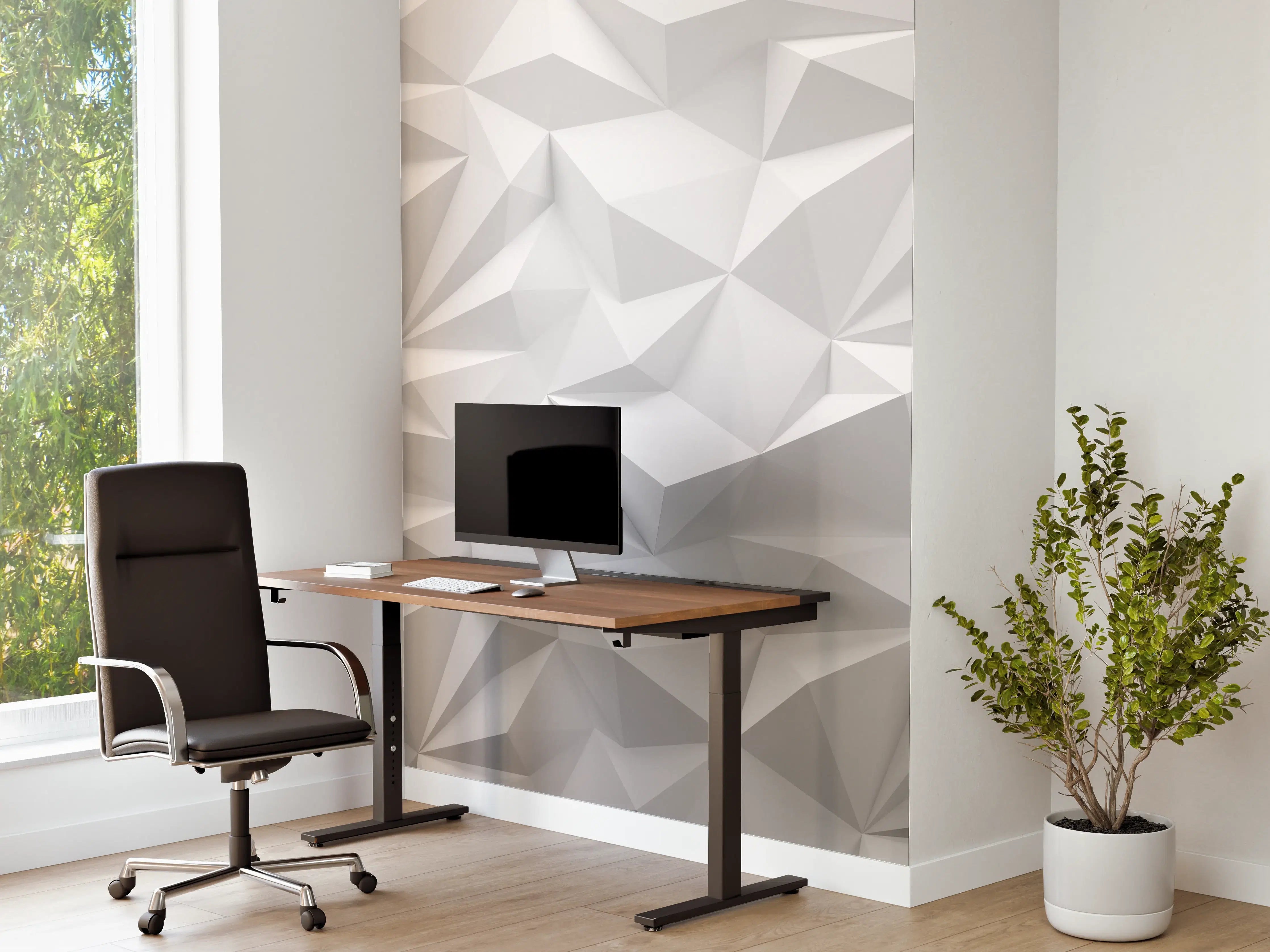 Büro Wandgestaltung - Weißes Low-Poly Design