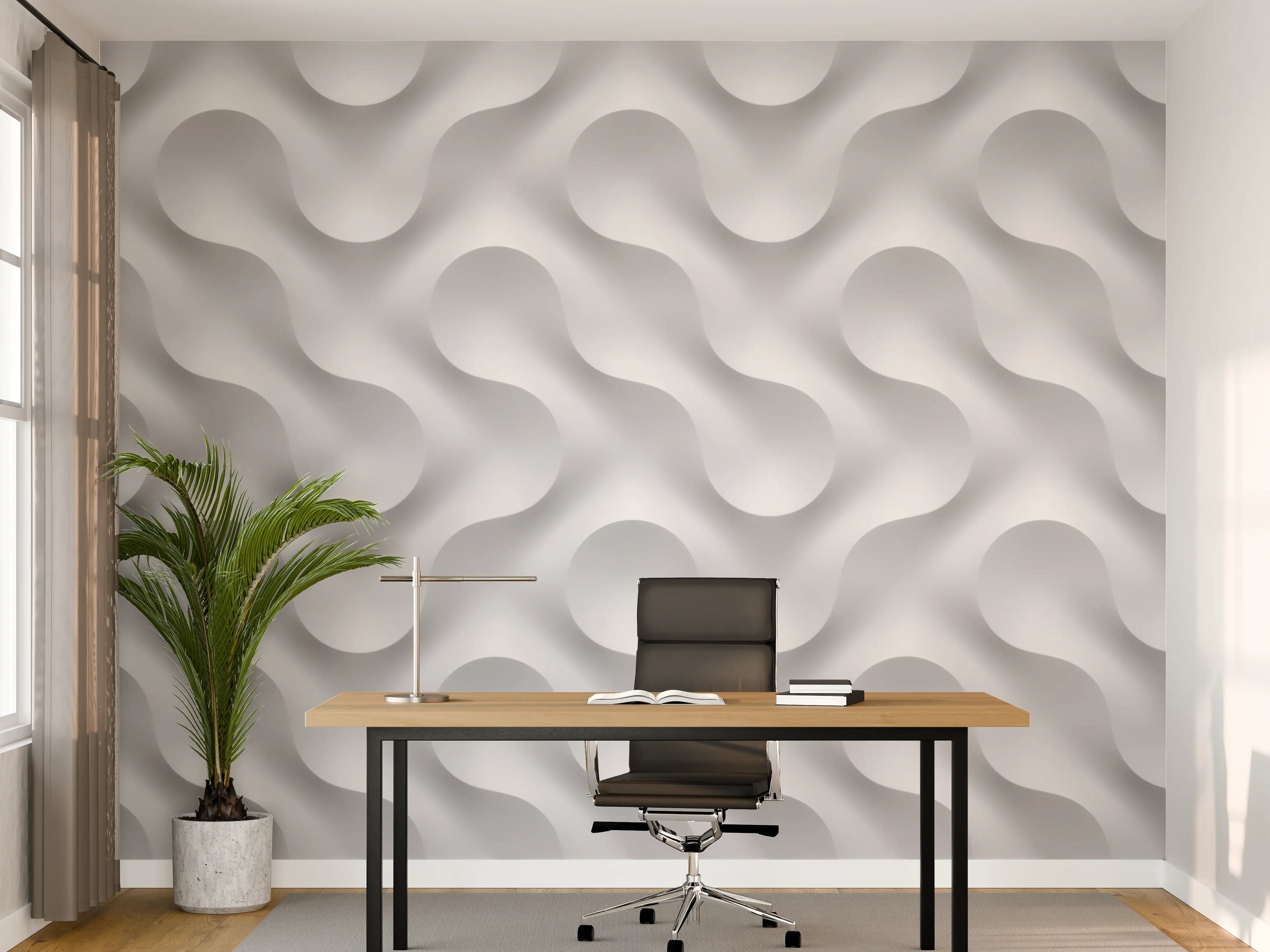 Büro Wandgestaltung - Weißes Wellen Muster