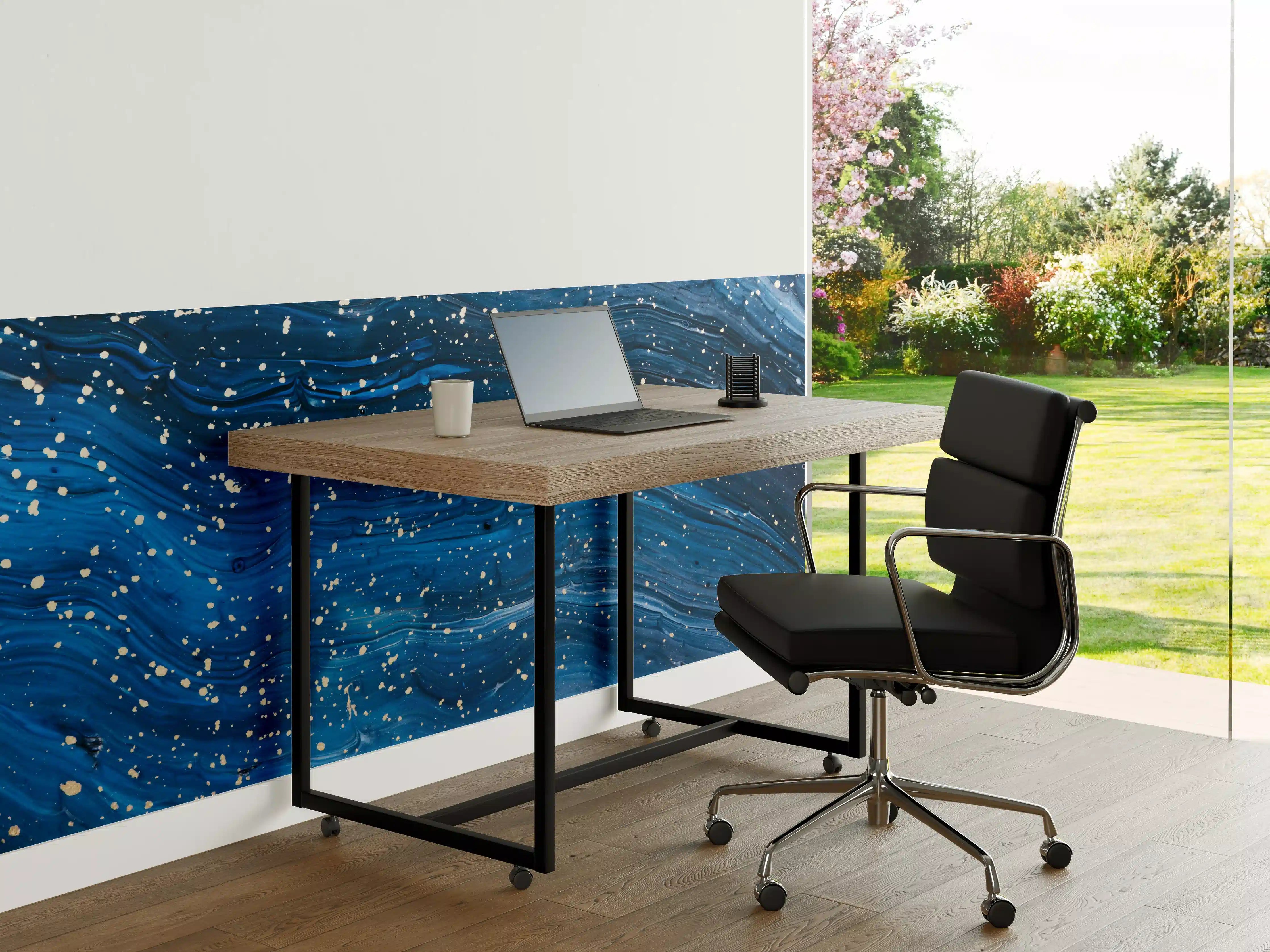 Büro Wandgestaltung - Wellenmeer in Blau mit weißen Spritzern